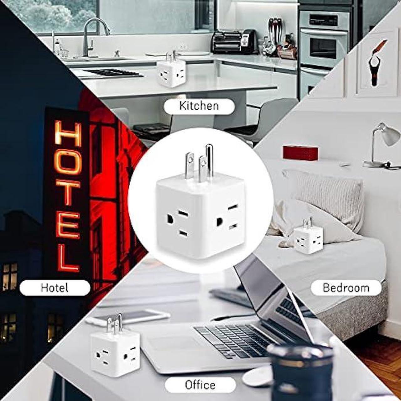 Alt view image 6 of 6 - Multi Plug Outlet Extender,Wonplug Right Angle Plug Adapter with 4 AC Side Outlets Adaptor Electrical Multiple Plug Extender Splitter Expander Compact Wall Charger for USA Home Office Cruise Travel