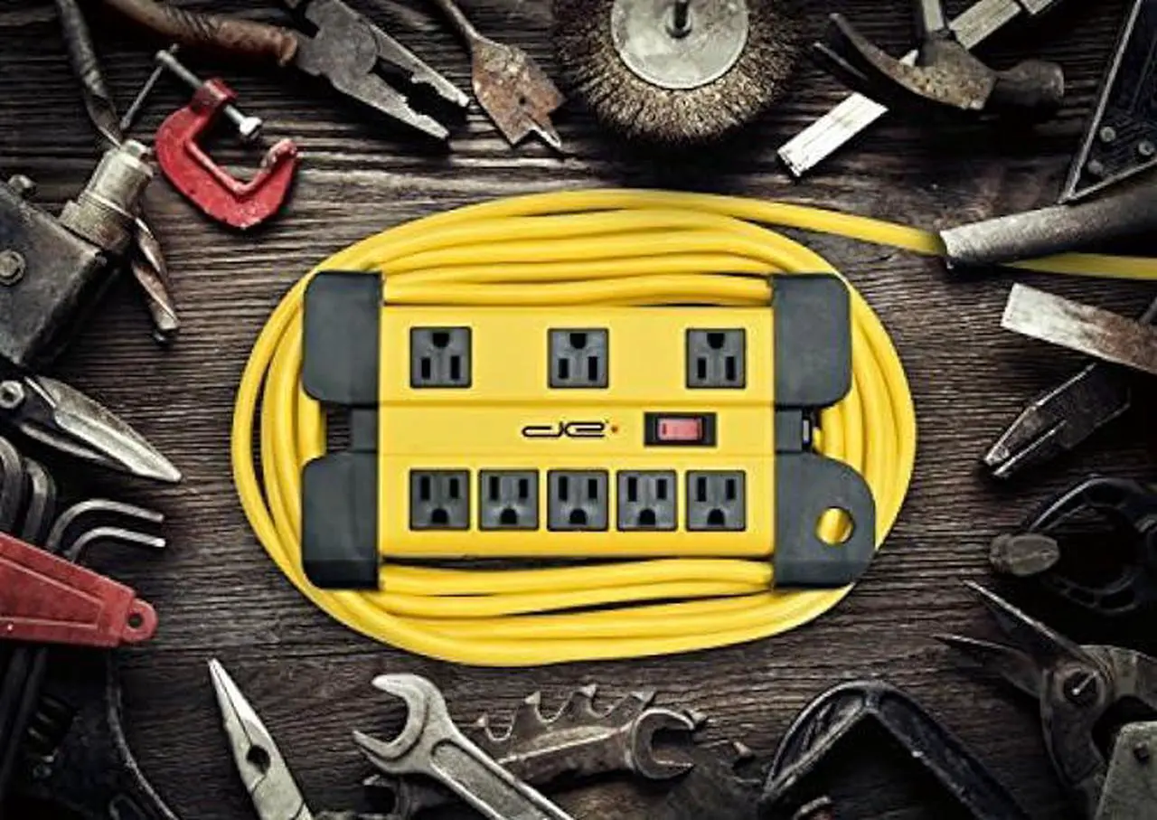 Alt view image 4 of 7 - Digital Energy 15 Foot Long Surge Protector 8-Outlet Heavy Duty Metal Mountable 1050 Joules Protection Extension Cord Power Strip with Cord Management, 15 Foot Long Extension Cord, UL Listed