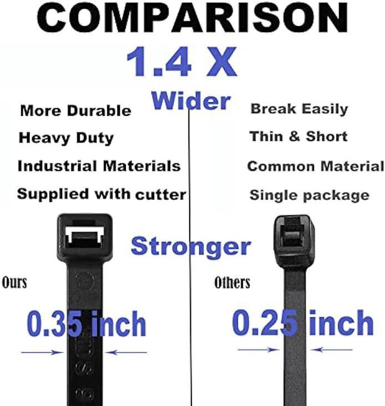 Alt view image 3 of 7 - Honyear 24 Inch Cable Zip Ties Heavy Duty (with Wire Cable Cutters), Strong Large Black Zip Ties with 175 Pounds Tensile Strength, 50 Pack, Long Durable Nylon Black tie Wraps, Outdoor UV Resistant