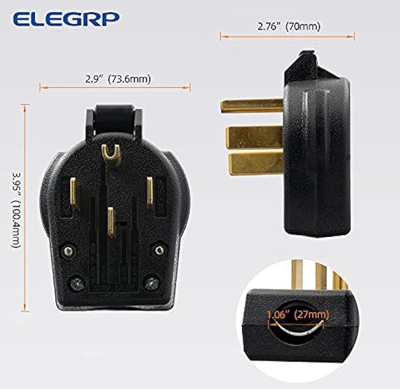 Alt view image 6 of 7 - ELEGRP NEMA 14-30P & NEMA 14-50P Plug, 4 Prong Dryer/Range Oven Stove Angle Plug, Straight Blade Heavy Duty, 30 Amp 50 Amp 125/250V, Industrial Grade, Grounding, 3 Pole 4 Wire, UL Listed