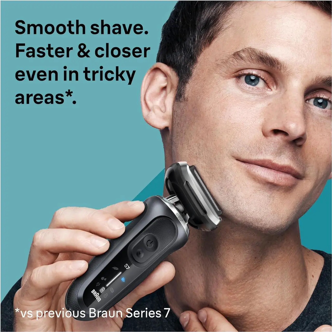 Alt view image 4 of 7 - Braun Electric Shaver for Men, Series 7 7185cc, Wet & Dry Shave, Turbo & Gentle Shaving Modes, Waterproof Foil Shaver, Space Grey