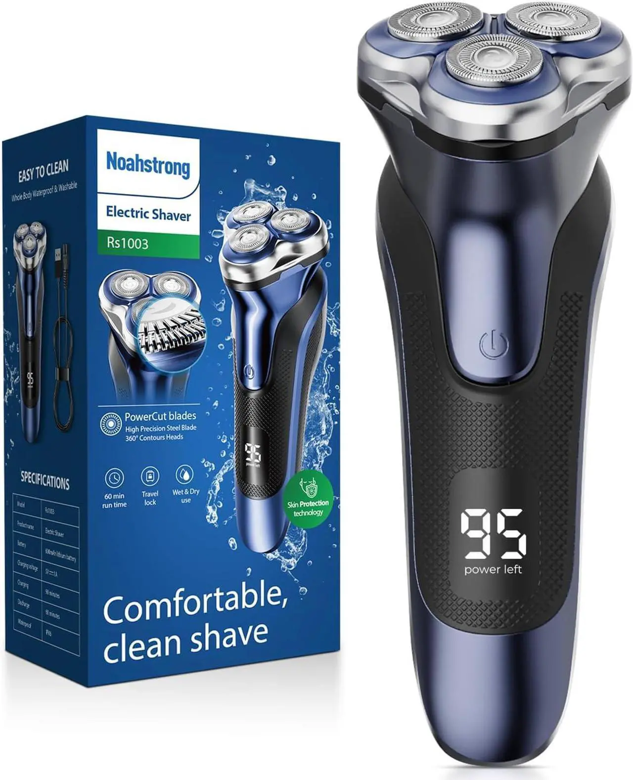 Main image of Electric Razor for Men, Noahstrong Electric Shaver for Men, Wet & Dry Shaver with Pop-up Trimmer, Rechargeable Razor for Men Face Ideal Gift for Him