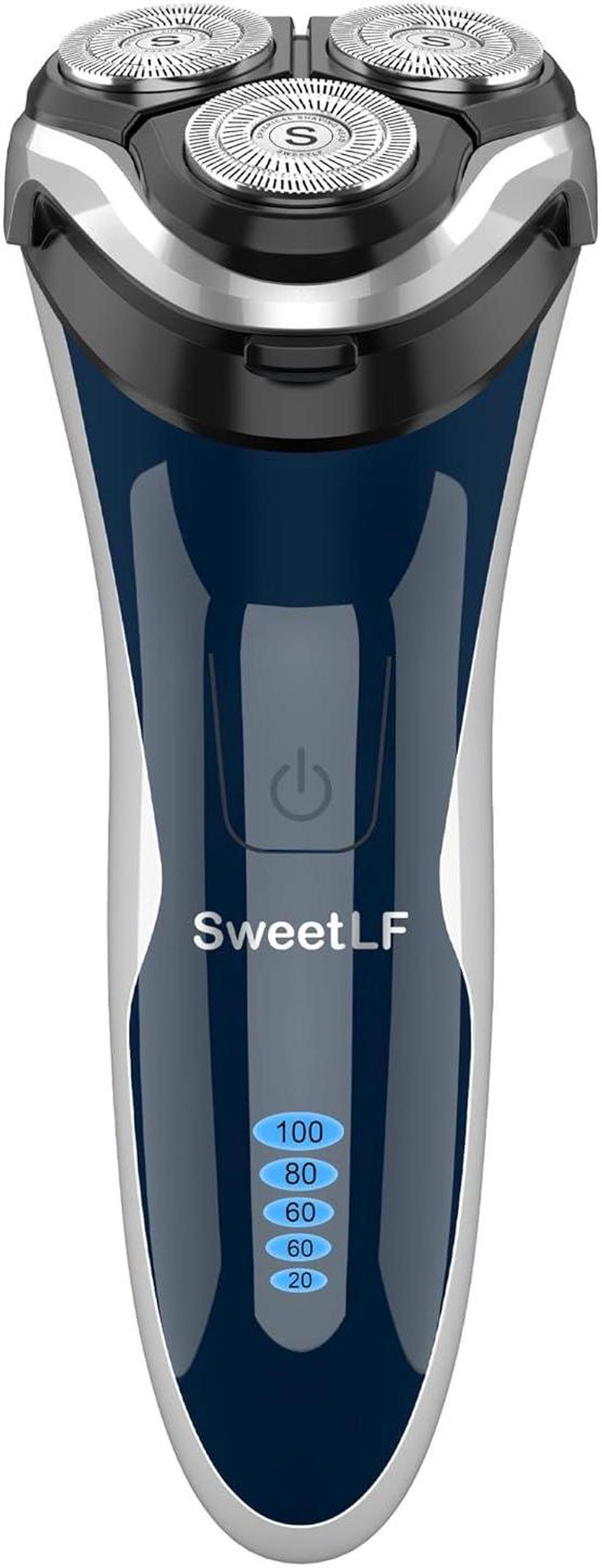 Main image of Electric Razor for Men, SweetLF 100% Waterproof Electric Shaver, Type C Rechargeable, Wet & Dry Rotary Shavers for Men with Pop-up Trimmer, Corded and Cordless, Navy Blue