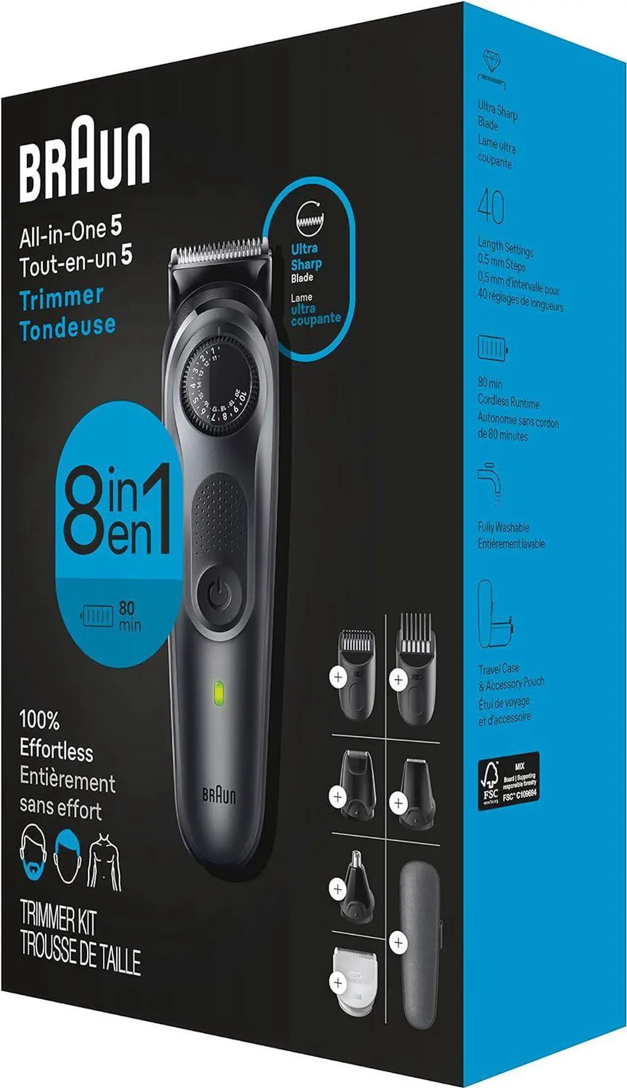 Alt view image 2 of 7 - Braun All-in-One Style Kit Series 5 5471, 8-in-1 Trimmer for Men with Beard Trimmer, Body Trimmer for Manscaping, Hair Clippers & More, Ultra-Sharp Blade, 40 Length Settings, Waterproof