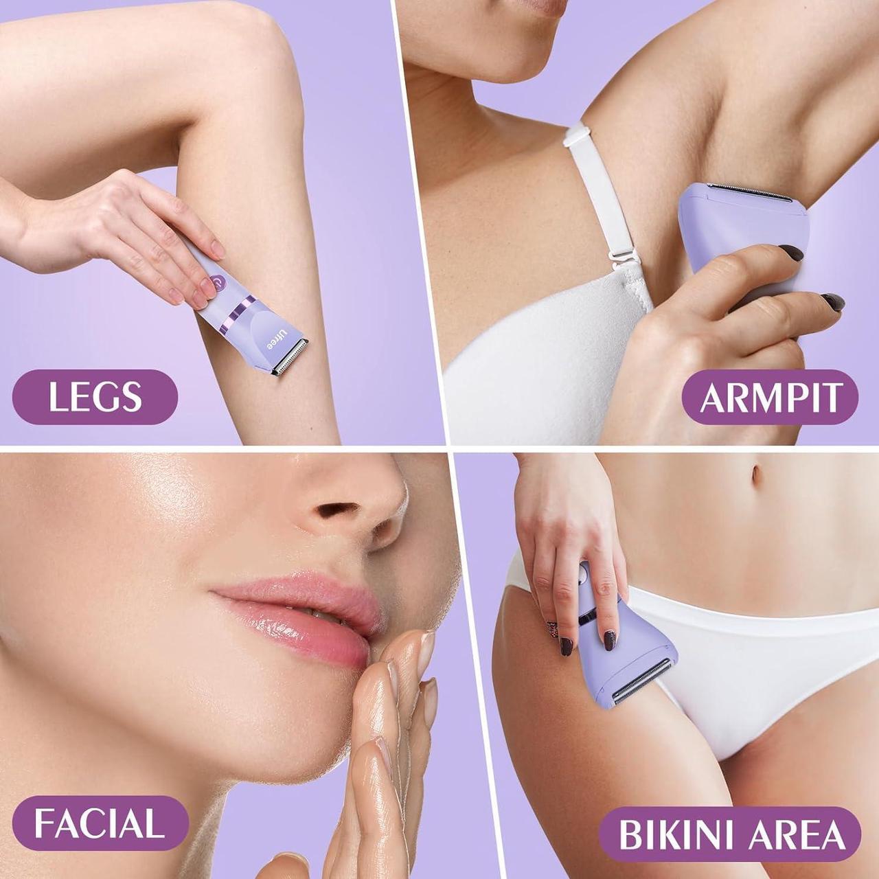 Alt view image 3 of 7 - Ufree Bikini Trimmer for Women, Electric Razors for Women, Rechargeable Pubic Hair Trimmer Women, Womens Electric Shaver for Legs Body Hair, Bikini Shaver IPX7 Waterproof, Purple
