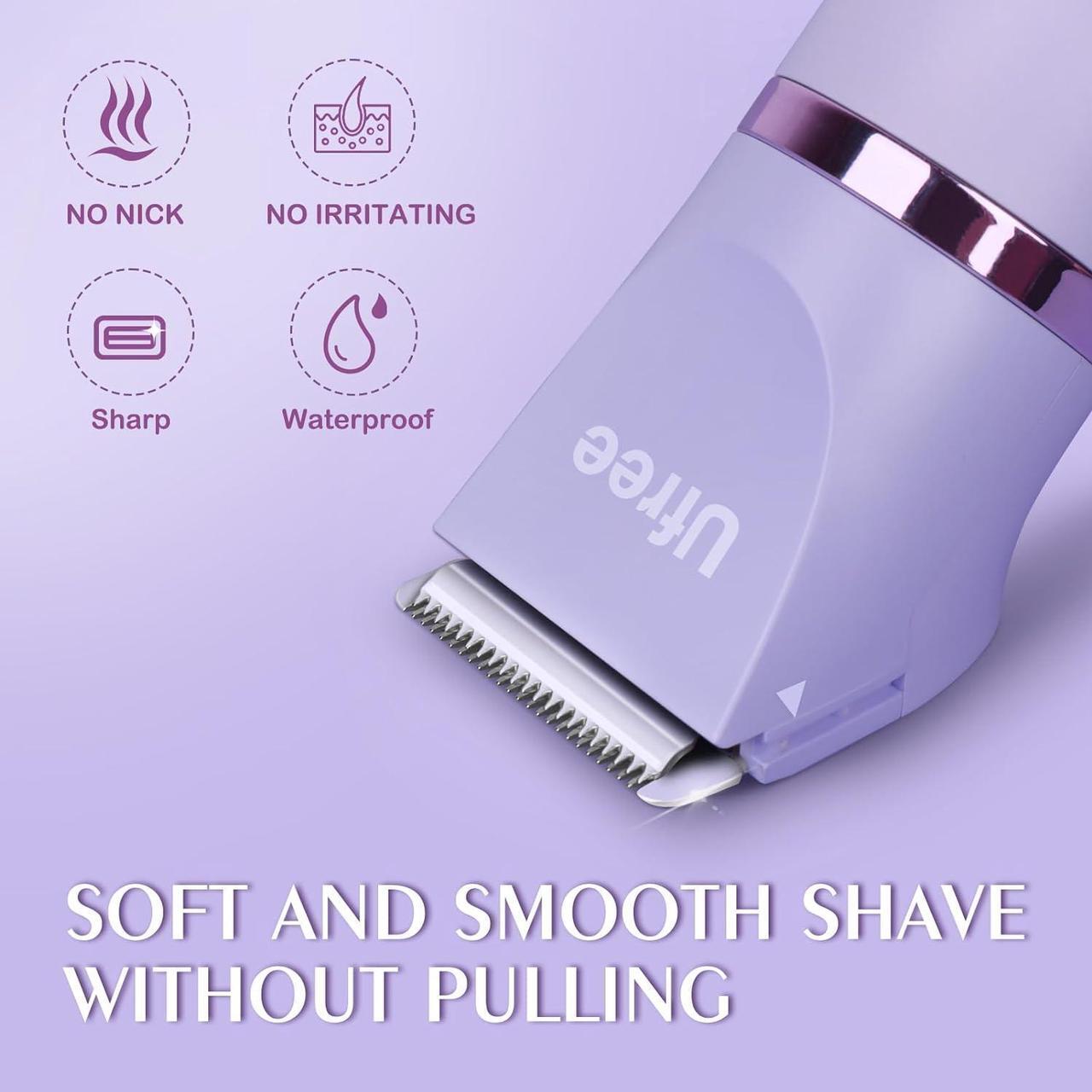 Alt view image 4 of 7 - Ufree Bikini Trimmer for Women, Electric Razors for Women, Rechargeable Pubic Hair Trimmer Women, Womens Electric Shaver for Legs Body Hair, Bikini Shaver IPX7 Waterproof, Purple