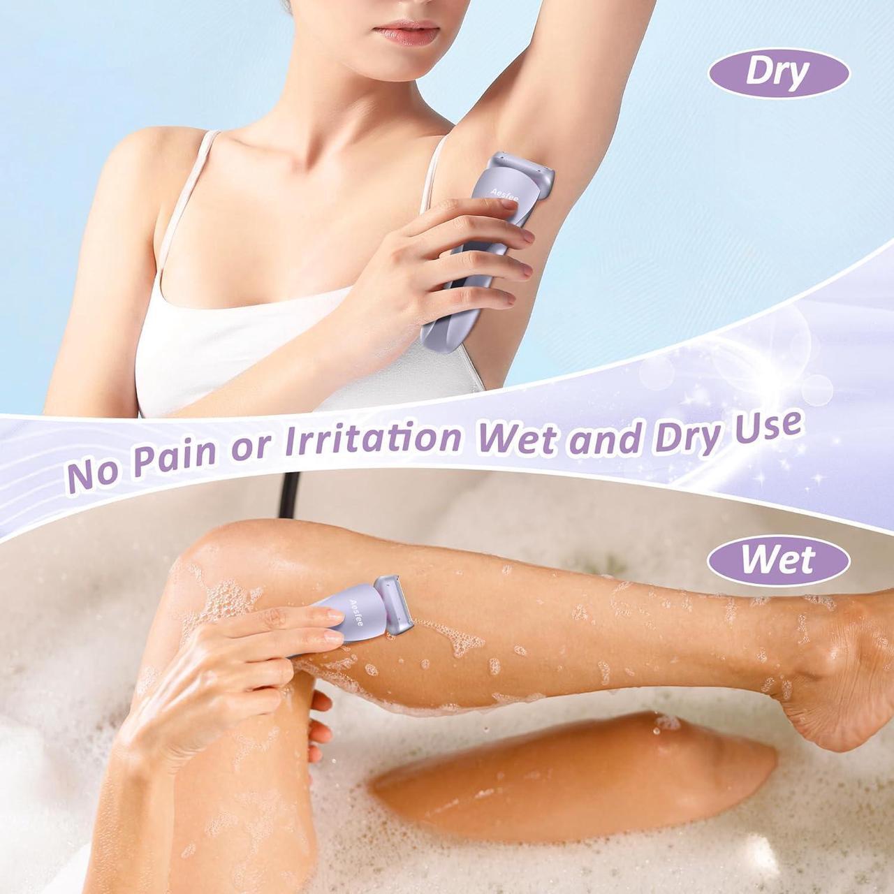 Alt view image 4 of 7 - Electric Shaver for Women Legs, Lady Razors Hair Removal Waterproof Wet or Dry for Underarm Arm Bikini Private Area Pubic Hair, Portable Painless Ladies Body Hair Trimmer Remover (Purple