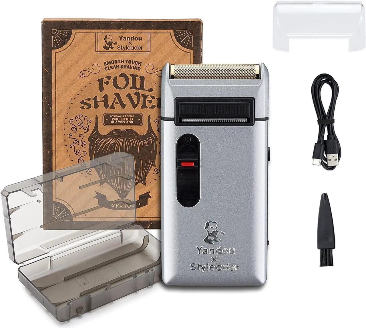Alt view image 6 of 7 - Retro Electric Razors for Men with Beard Trimmer, Rechargeable Mens Gold Foil Shavers, Strong Power (Sliver)