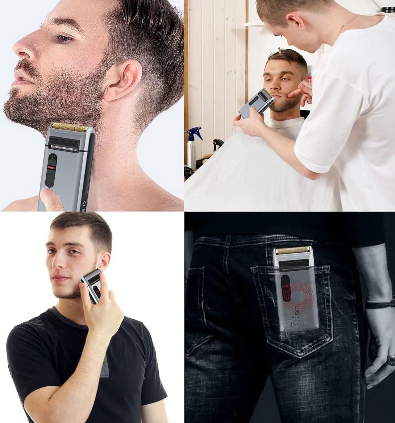 Alt view image 7 of 7 - Retro Electric Razors for Men with Beard Trimmer, Rechargeable Mens Gold Foil Shavers, Strong Power (Sliver)