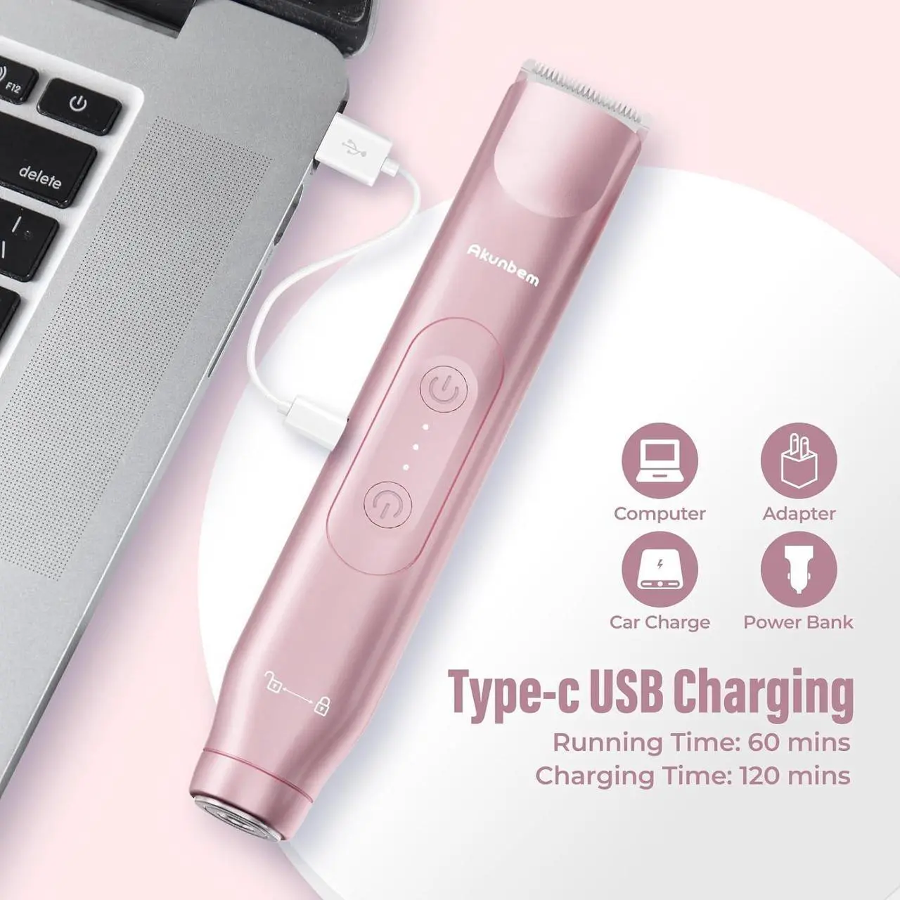 Alt view image 4 of 7 - 2 in 1 Women Electric Shaver Dual Head Bikini Trimmer for Women IPX7 Waterproof Wet & Dry Use Body Hair Trimmer and Facial Hair Remover for Bikini Underarm Leg Arm Body Face