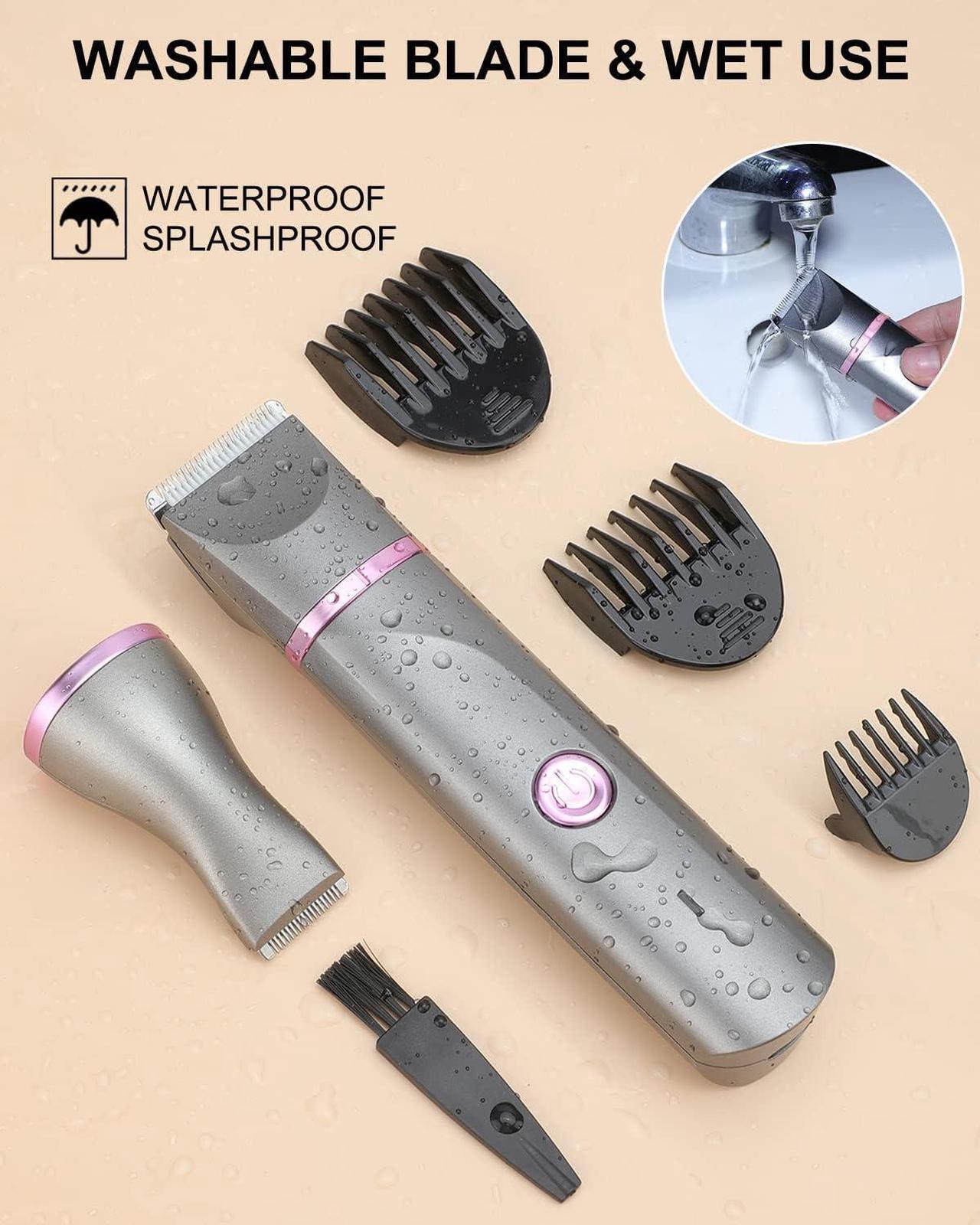 Alt view image 4 of 7 - Pubic Hair Trimmer Women Bikini Trimmer Electric Shaver Razor for Bikini Armpit Legs Groin Hair Removal Body Hair Trimmer, Rechargeable Waterproof for Wet and Dry UseGray&Purple
