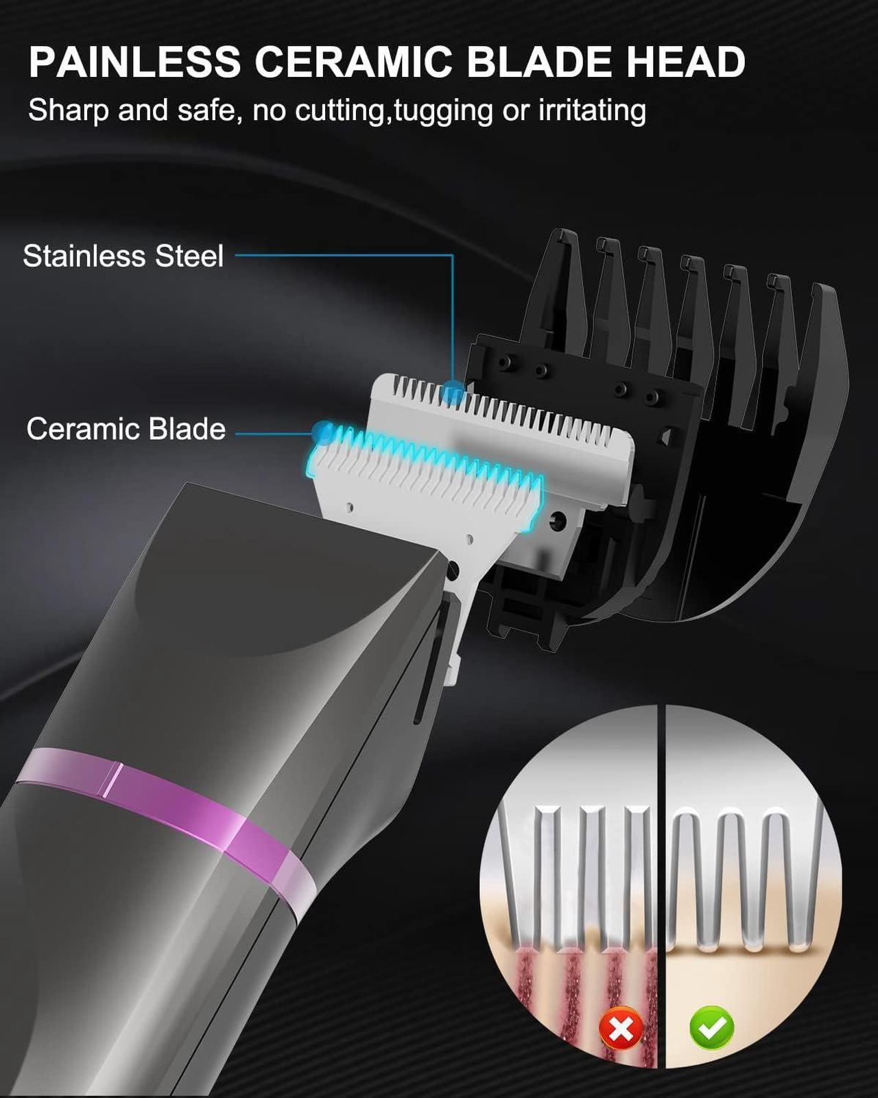 Alt view image 6 of 7 - Pubic Hair Trimmer Women Bikini Trimmer Electric Shaver Razor for Bikini Armpit Legs Groin Hair Removal Body Hair Trimmer, Rechargeable Waterproof for Wet and Dry UseGray&Purple