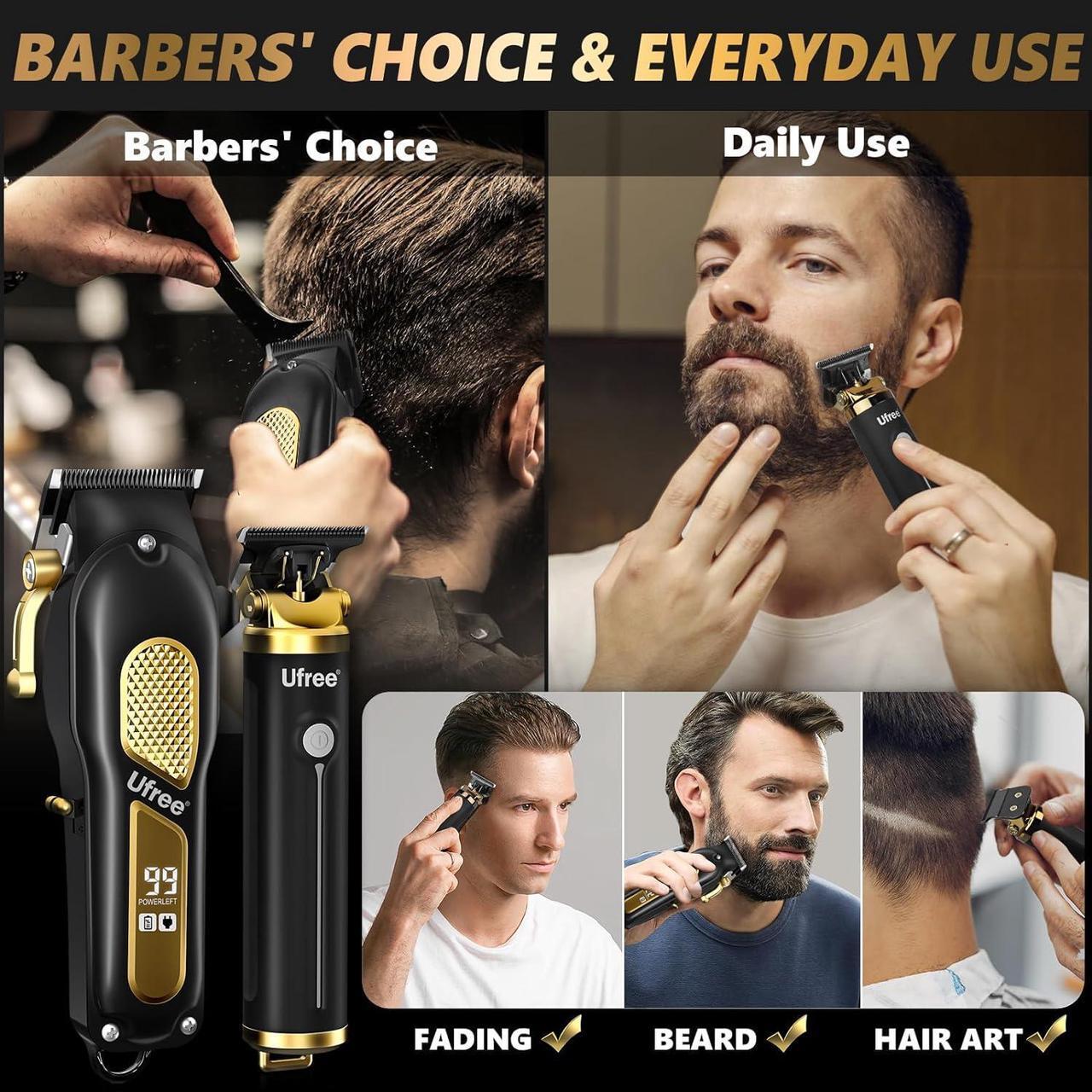 Alt view image 2 of 7 - Ufree Hair Clippers for Men, Professional Clippers and Trimmers Set, Cordless Clippers for Hair Cutting, Beard Trimmer, Barber Clippers, Rechargeable Electric Shaver, Gifts for Men