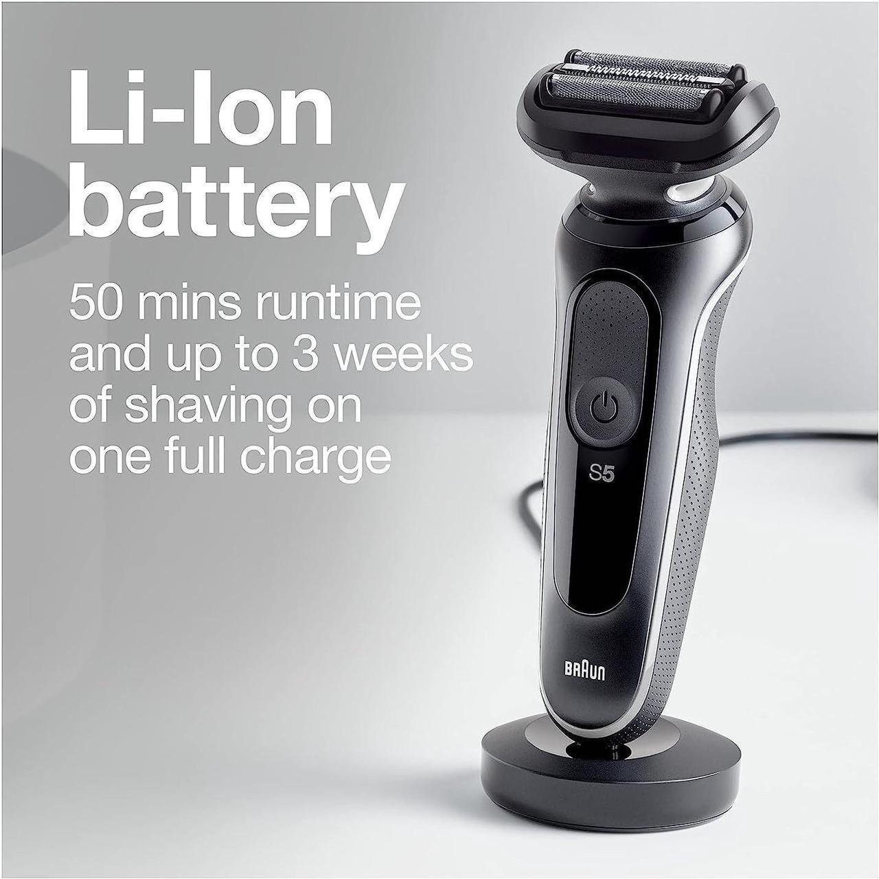Alt view image 7 of 7 - Braun Electric Razor for Men, Waterproof Foil Shaver, Series 5 5050cs, Wet & Dry Shave, with Beard Trimmer and Body Groomer, Rechargeable, Charging Stand Included, Blue