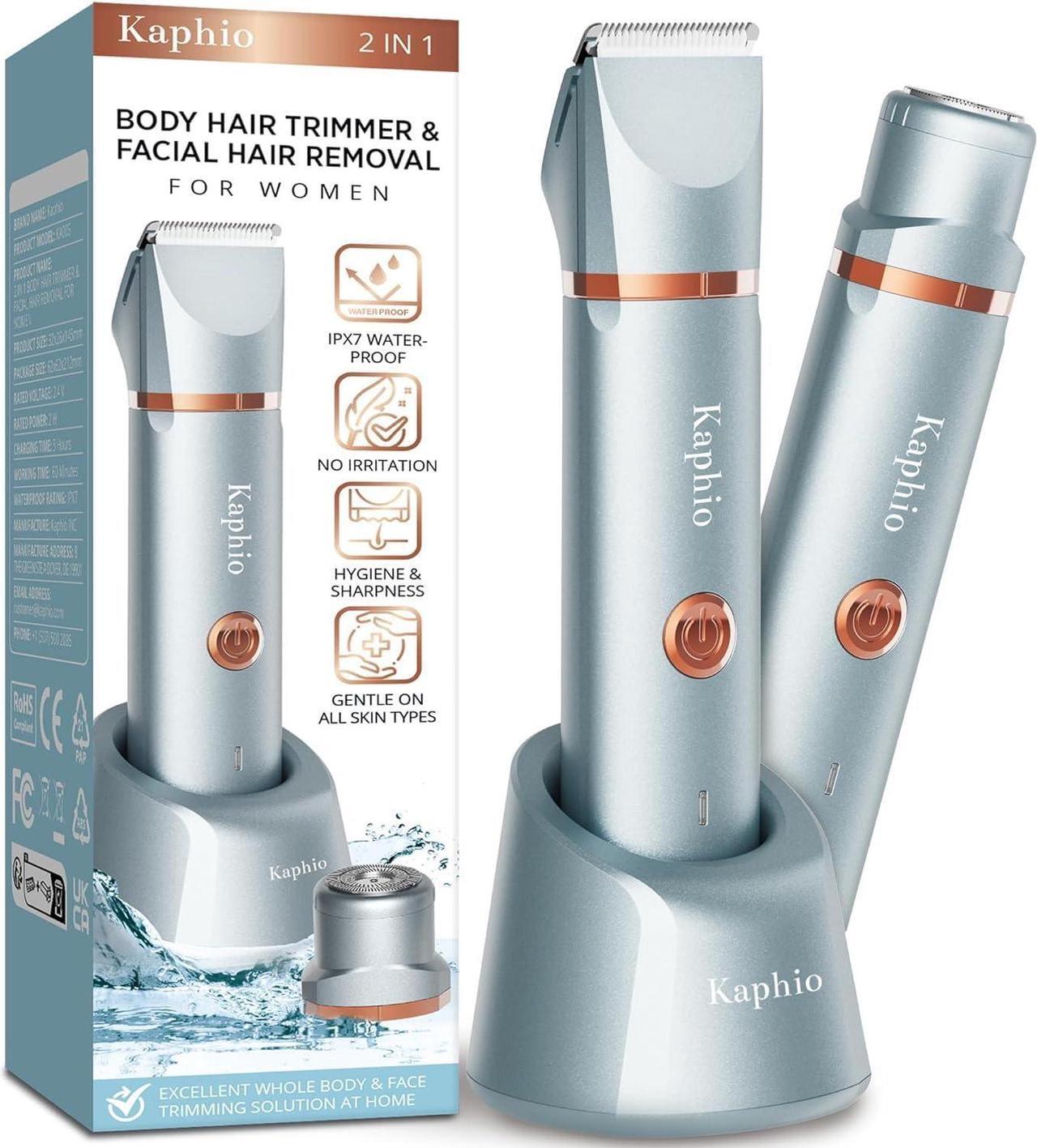 Main image of Electric Bikini Trimer Shaver Women: 2 in 1 IPX7 Waterproof Wet & Dry Use Body Hair Trimmer and Facial Hair Remover - Rechargeable Hair Removal Kit for Bikini Underarm Leg Arm Body Face