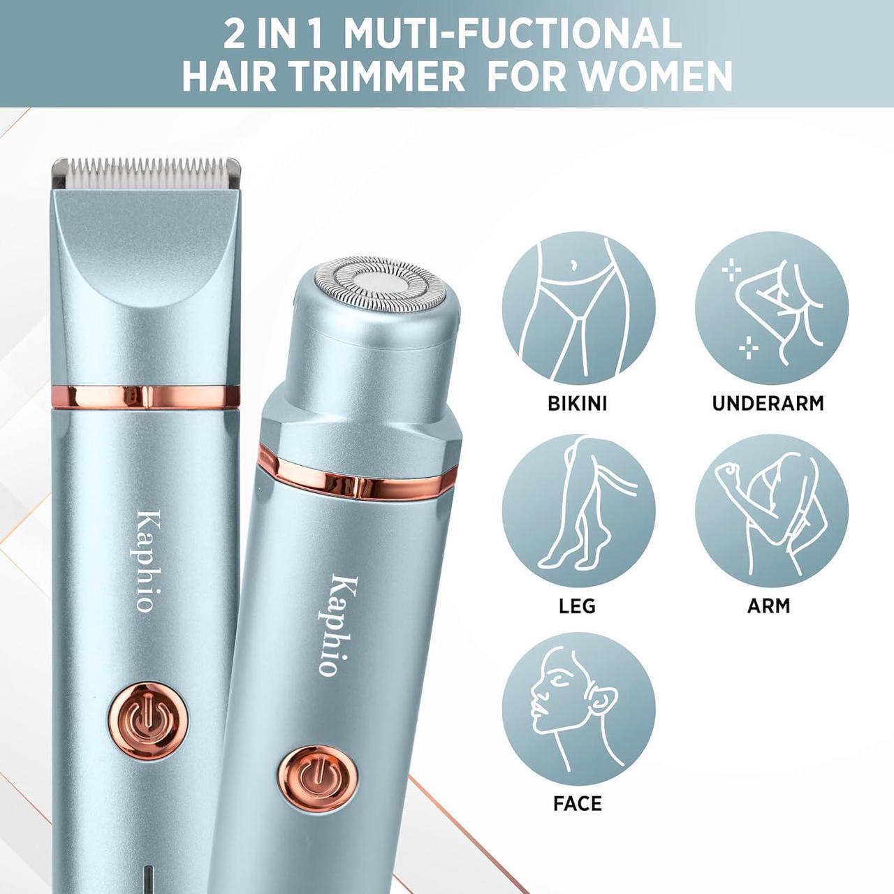 Alt view image 7 of 7 - Electric Bikini Trimer Shaver Women: 2 in 1 IPX7 Waterproof Wet & Dry Use Body Hair Trimmer and Facial Hair Remover - Rechargeable Hair Removal Kit for Bikini Underarm Leg Arm Body Face