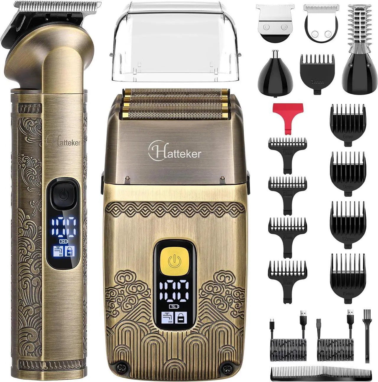 Main image of Hatteker Professional Hair Clipper Electric Razor Foil Shavers for Men Body Nose Ear Hair Grooming Kit with Triple Blades Cordless Waterproof
