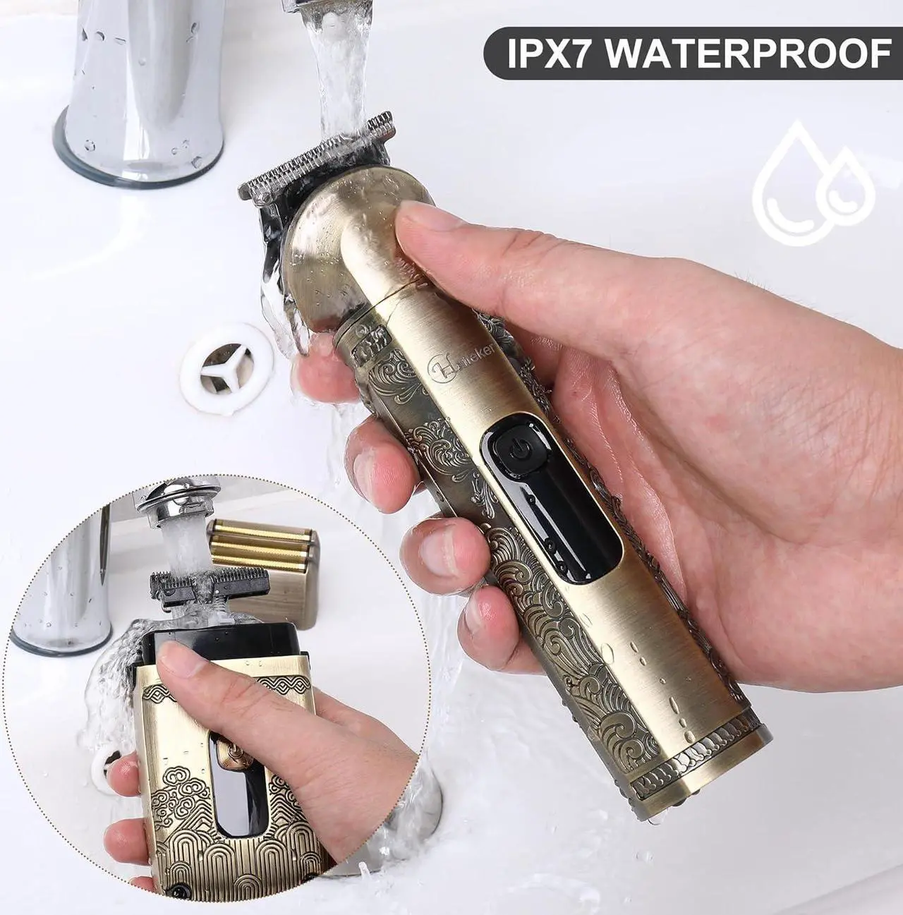 Alt view image 6 of 7 - Hatteker Professional Hair Clipper Electric Razor Foil Shavers for Men Body Nose Ear Hair Grooming Kit with Triple Blades Cordless Waterproof