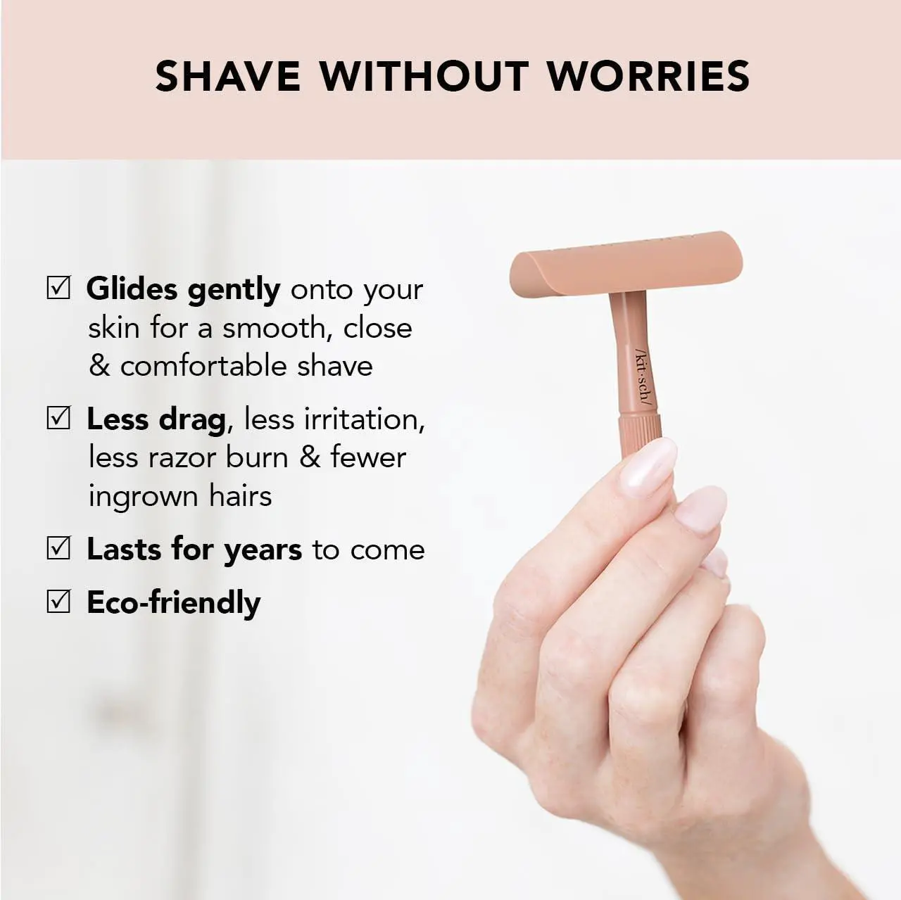 Alt view image 3 of 7 - Kitsch Double Edge Safety Razor Kit for Women & Men, Long Metal Handle & Stainless Steel Single Blade, Razors for Women with 5 Double Edge Razor Blades Refills, Travel Reusable Razor for Shaving, 1 Pc