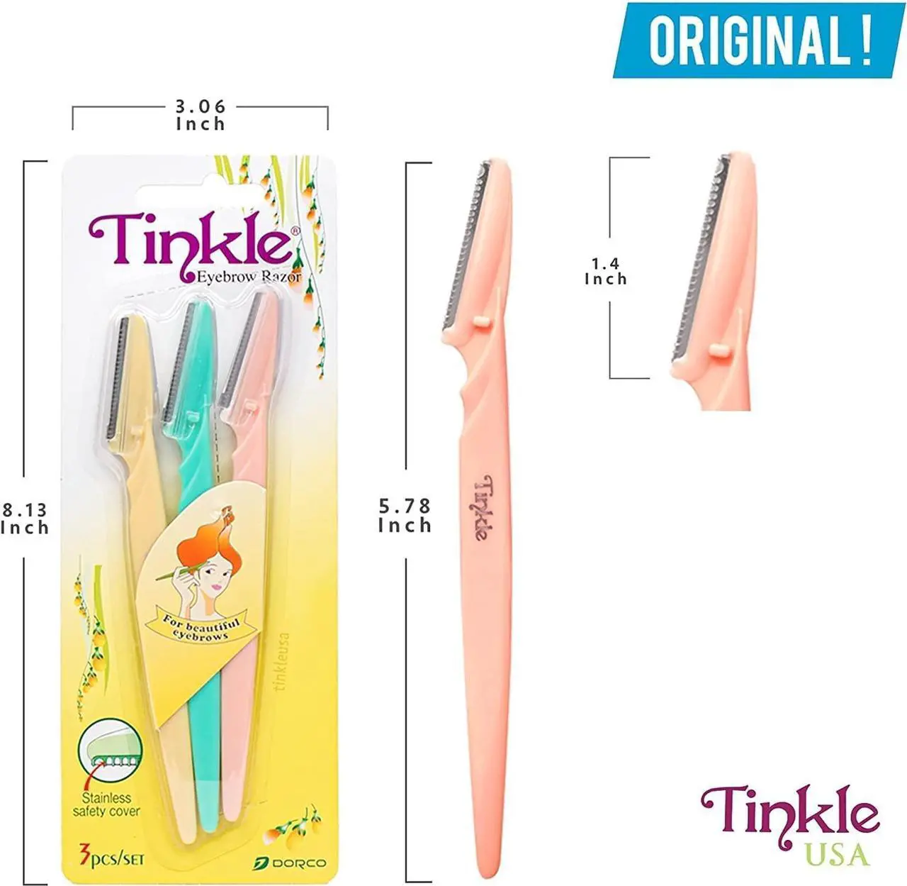 Alt view image 3 of 5 - Tinkle Women's Shaver Razors, Pack of 36 | Dermaplaning Razor Tool | Skincare Party Favors Beauty Holiday Stocking Stuffers Gift