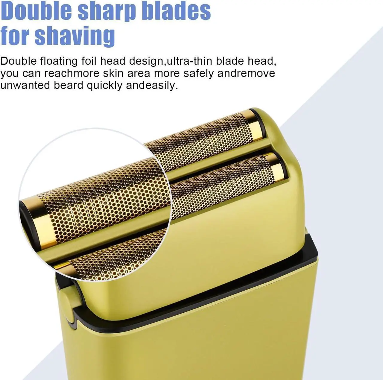 Alt view image 2 of 6 - Foil Shaver for Men Barber, Double Electric Foil Trimmer, Professional Electric Razor, Close Shaver, Cordless Rechargeable with USB, Yellow