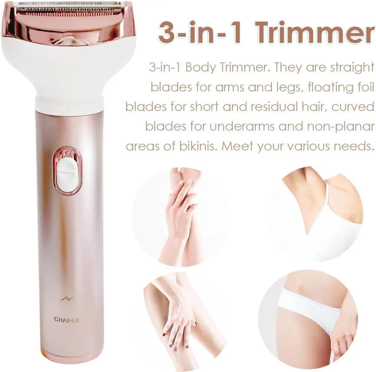 Alt view image 3 of 7 - Electric Razors for Women,Best Electric Womens Shaver Nose Hair Trimmer Bikini Body Hair Removal for Face Eyebrow Legs Armpit Underarms Public Area Painless Women's Razor Wet Dry,USB Rechargeable