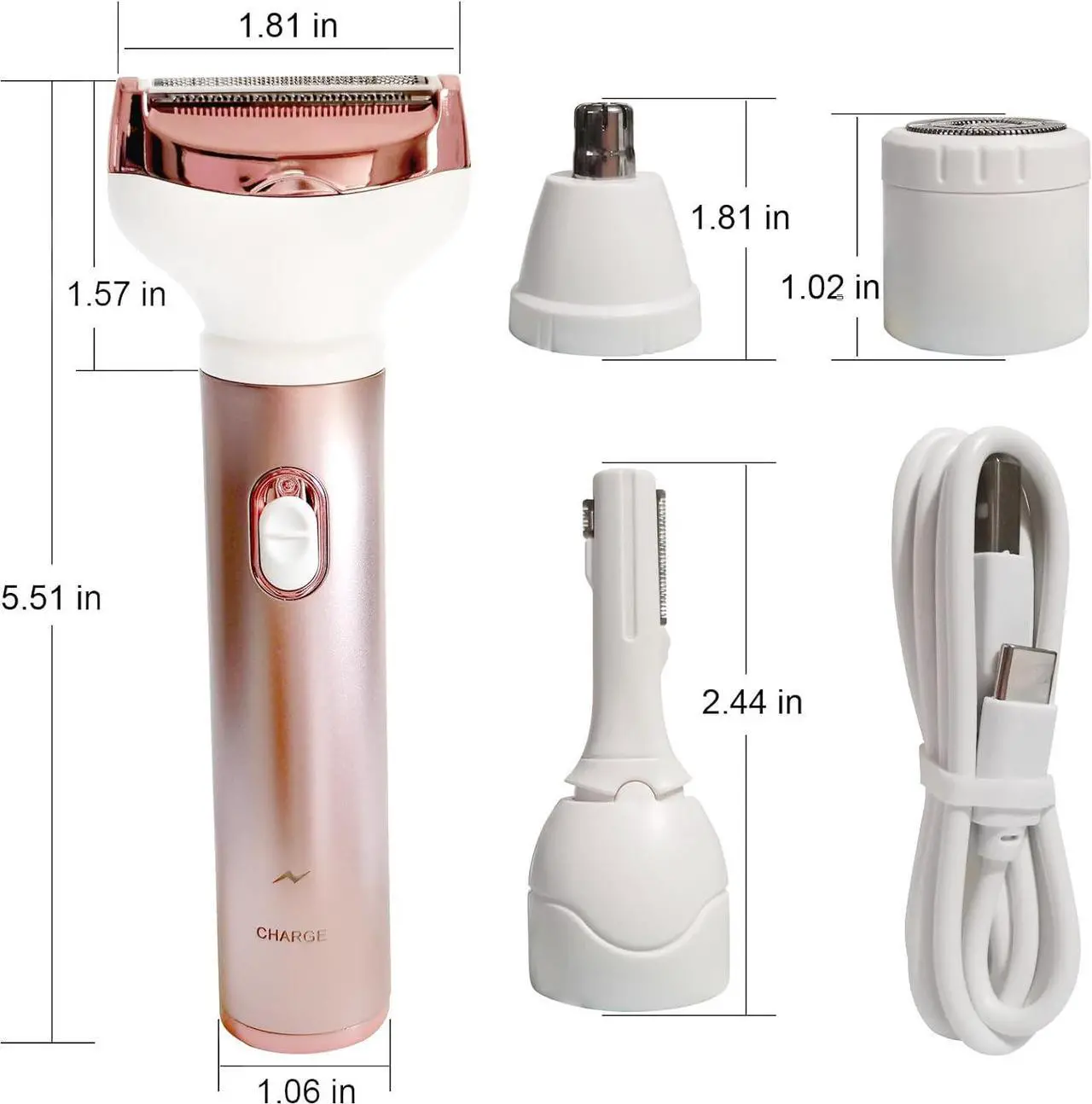 Alt view image 2 of 7 - Electric Razors for Women,Best Electric Womens Shaver Nose Hair Trimmer Bikini Body Hair Removal for Face Eyebrow Legs Armpit Underarms Public Area Painless Women's Razor Wet Dry,USB Rechargeable