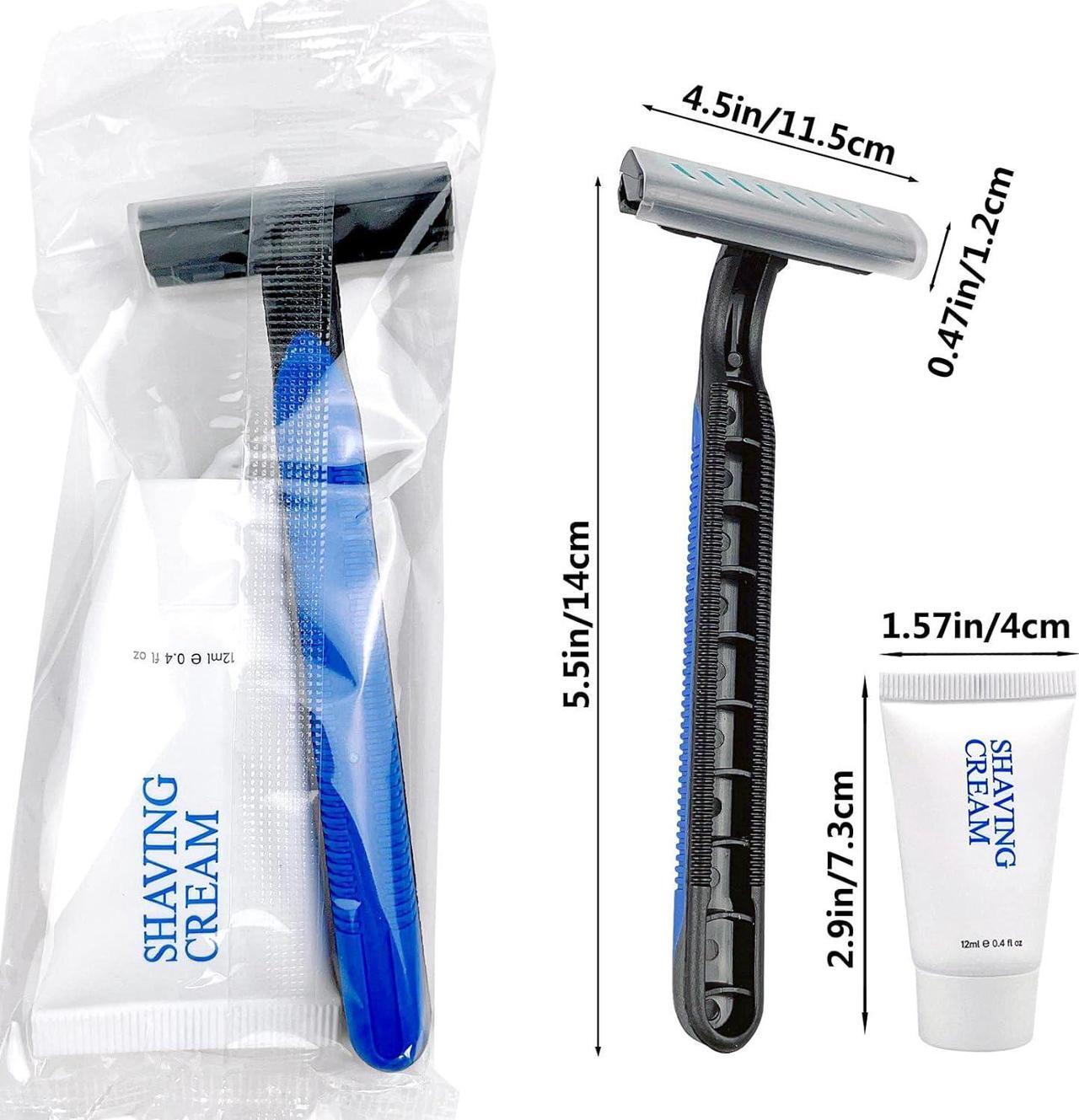 Alt view image 5 of 6 - Disposable Razors in Bulk Shaving Kit Twin Blade Razors and Cream(12g), Individually Wrapped Toiletries Amenities for Hotel, Airbnb, Homeless, Shelter, Camping and Travel (100 Pack)