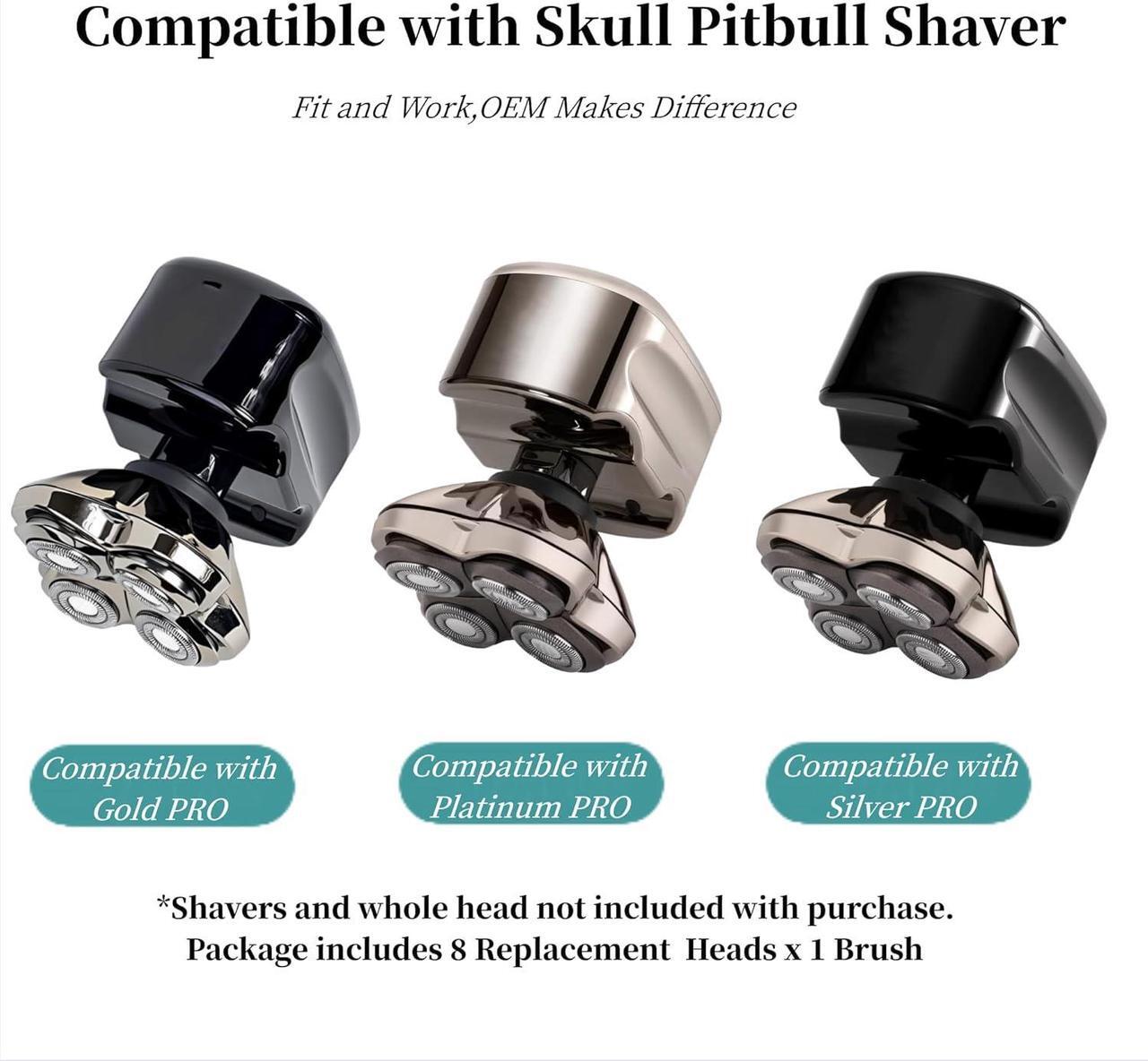 Alt view image 6 of 6 - Shaver Replacement Blades for Pitbull Skull Shaver Replacement Blades,Compatible with Skull Carver Pitbull Gold PRO/Platinum PRO/Silver PRO Pitbull Gold Replacement Blades 4 Head,with Brush,8 Pcs.
