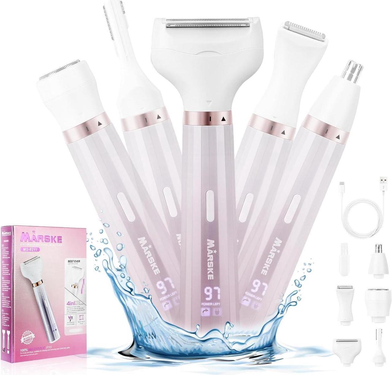 Main image of Electric Razors for Women, 5 in 1 Electric Shaver Razor Women Painless Facial Hair Remover, Rechargeable Bikini Trimmer for Women Wet/Dry Face Razors for Face Nose Eyebrow Arm Armpit Legs Pubic