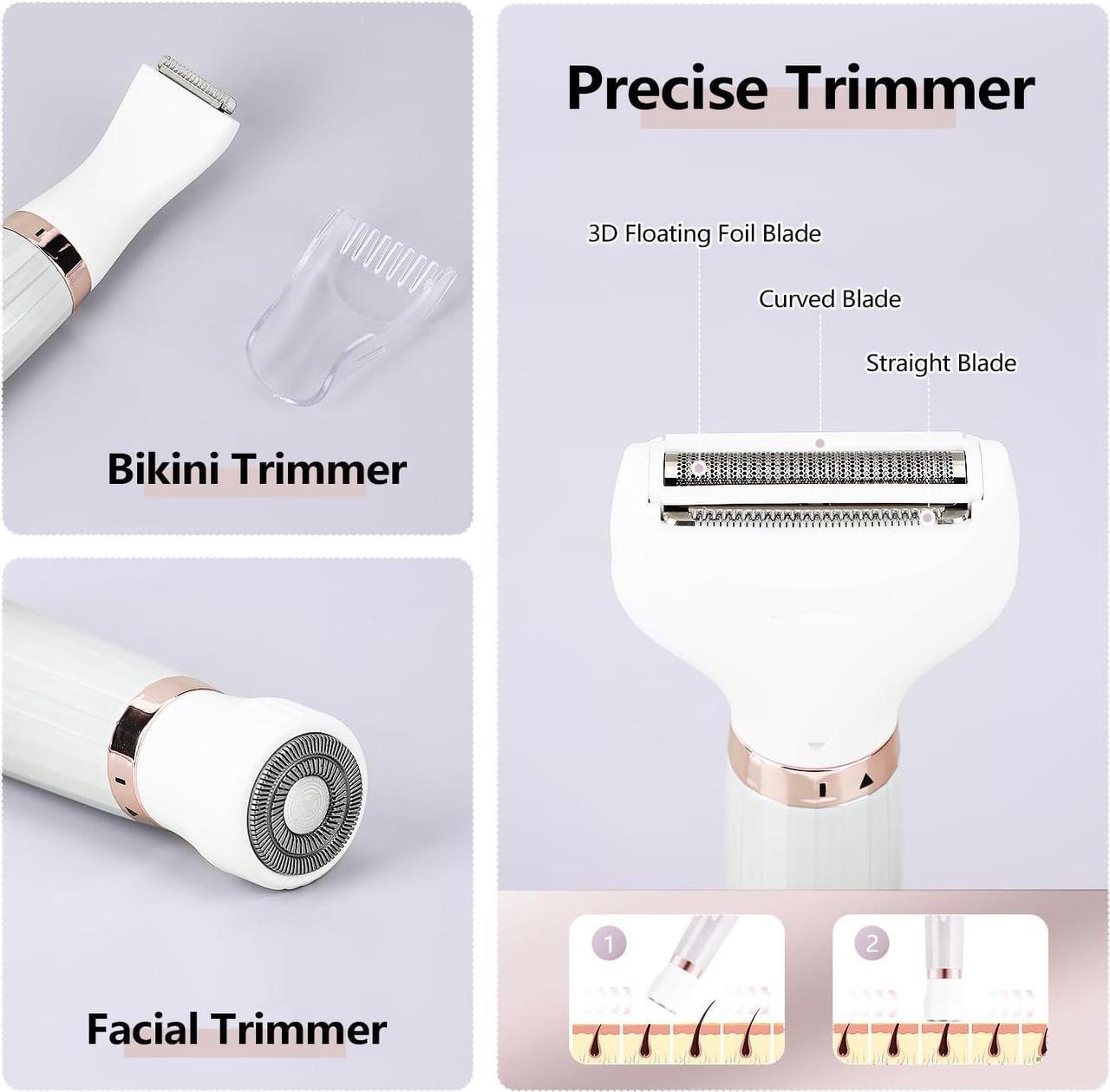 Alt view image 6 of 7 - Electric Razors for Women, 5 in 1 Electric Shaver Razor Women Painless Facial Hair Remover, Rechargeable Bikini Trimmer for Women Wet/Dry Face Razors for Face Nose Eyebrow Arm Armpit Legs Pubic