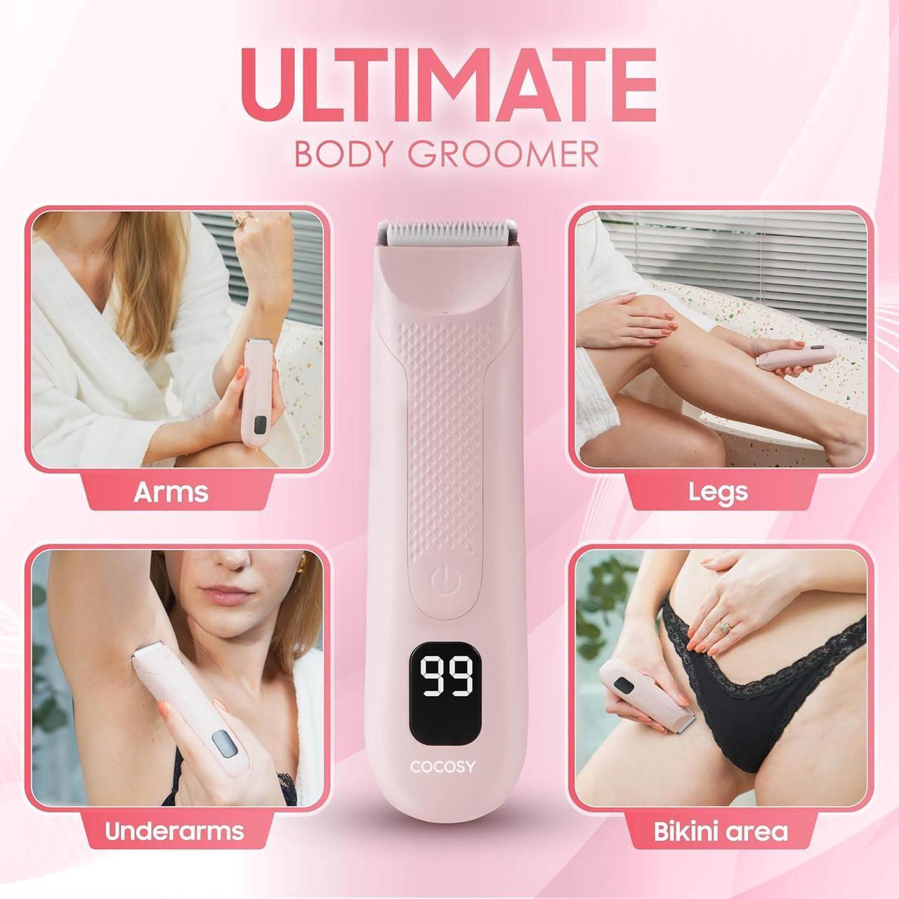 Alt view image 3 of 7 - Bikini Trimmer - Pubic Hair Trimmer for Women, Ceramic Blade, Waterproof Electric Shaver for Women with Standing Recharge Dock & Travel Pouch, Female Hygiene Razor