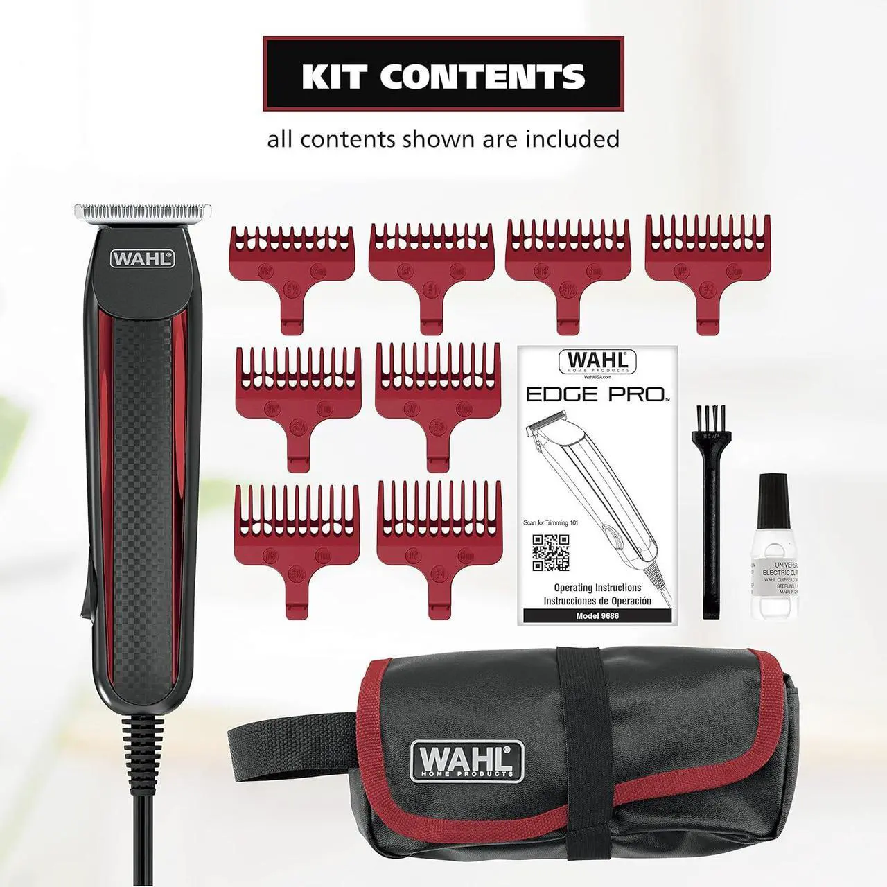 Alt view image 2 of 7 - Wahl Edge Pro Bump Free Corded Beard Trimmer for Men Touch Up Trimmer & Grooming Detailer Kit  Perfect for Edging Beards, Mustaches, Hair, & Stubble,  Model 9686-300