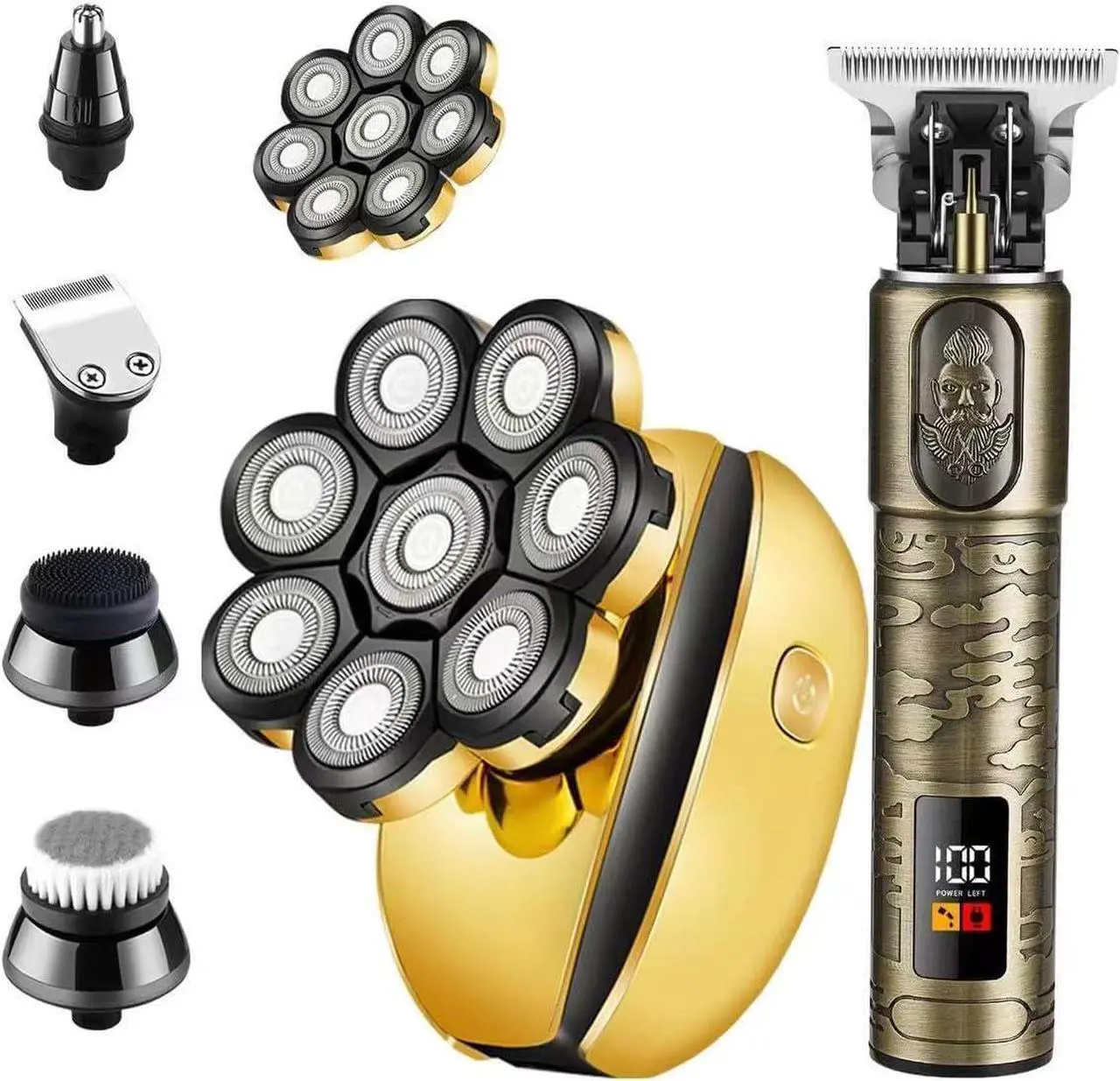 Main image of ROZIAPRO Head Shavers for Bald Men & Professional Hair Trimmer Zero Gapped T-Blade Trimmer, Multifunctional Bald Shavers Rechargeable Edgers Barber Clippers Mens Grooming Kit