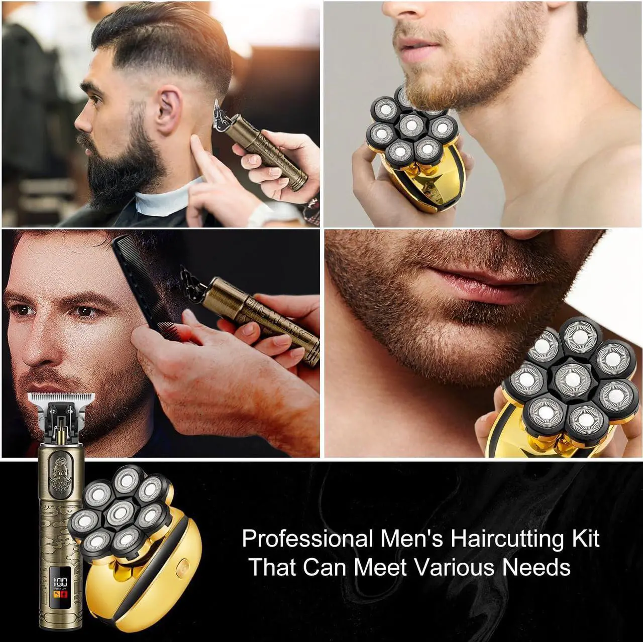 Alt view image 3 of 6 - ROZIAPRO Head Shavers for Bald Men & Professional Hair Trimmer Zero Gapped T-Blade Trimmer, Multifunctional Bald Shavers Rechargeable Edgers Barber Clippers Mens Grooming Kit