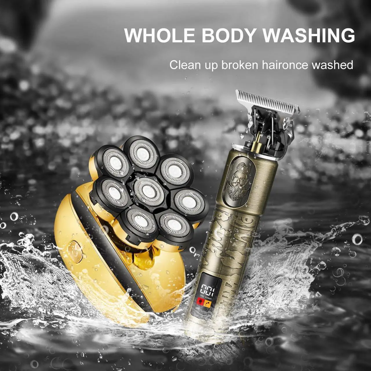 Alt view image 6 of 6 - ROZIAPRO Head Shavers for Bald Men & Professional Hair Trimmer Zero Gapped T-Blade Trimmer, Multifunctional Bald Shavers Rechargeable Edgers Barber Clippers Mens Grooming Kit