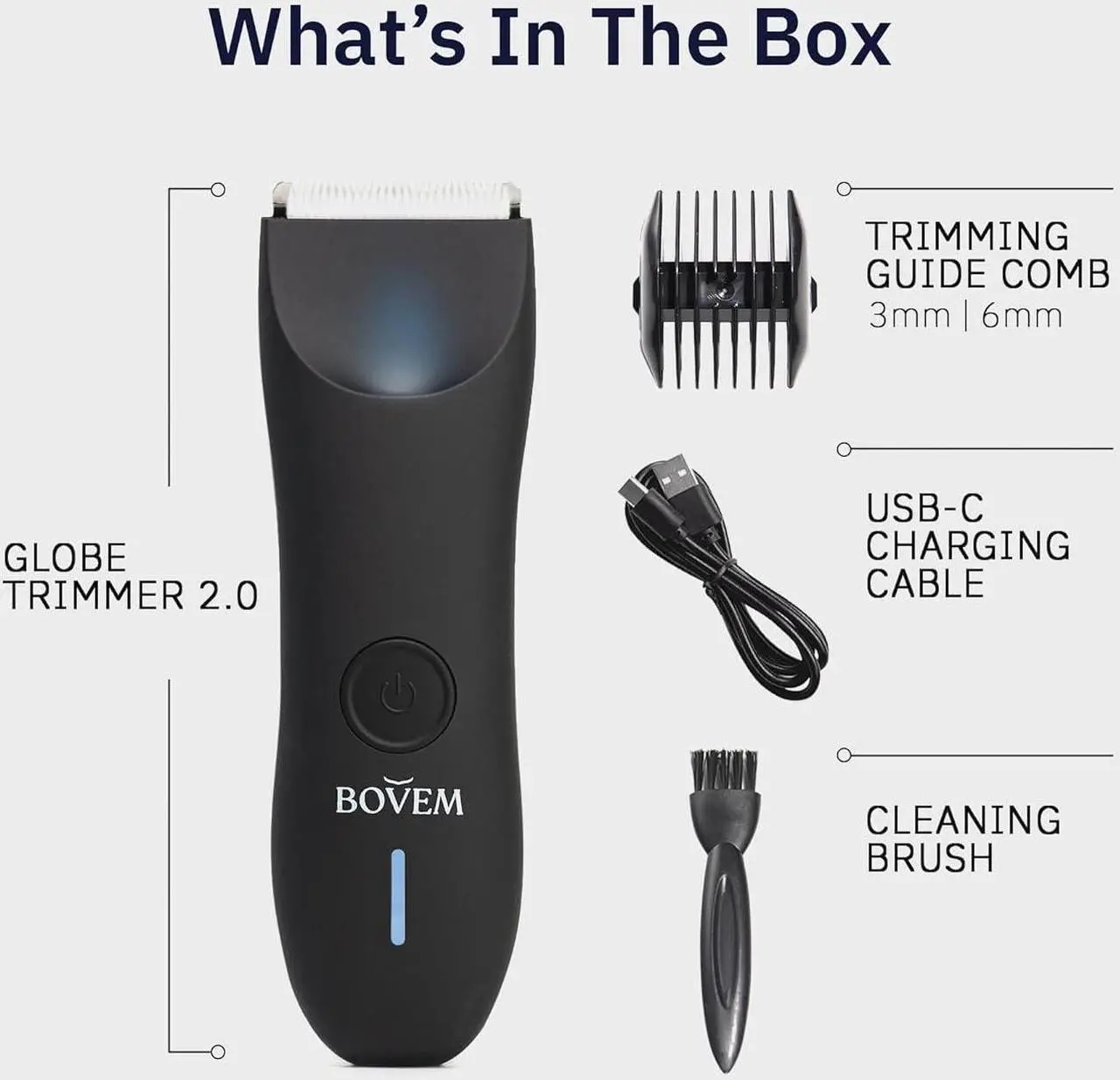 Alt view image 5 of 7 - BOVEM Globe Trimmer 2.0 Electric Razor for Men Pubic Hair, Body Hair Trimmer, Groin Hair Trimmer For Men, Balls Trimmer Men Electric Shaver, Mens Grooming Kit  Body, Face, Groin & Beard Hair Clippers