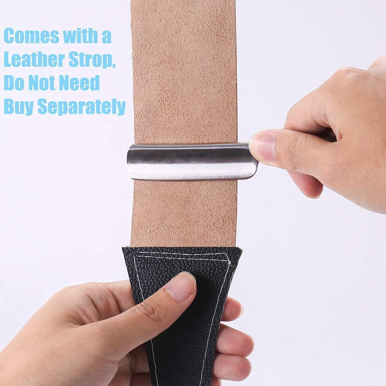 Alt view image 7 of 7 - Zertone Straight Razors for Men Kit with Strop - Straight Edge Razor Natural Wood Scale  Sharp, High Hardness Carbon Steel Cutthroat Straight Razor Shaving Kit, Vintage Wood Handle, Barber Razor