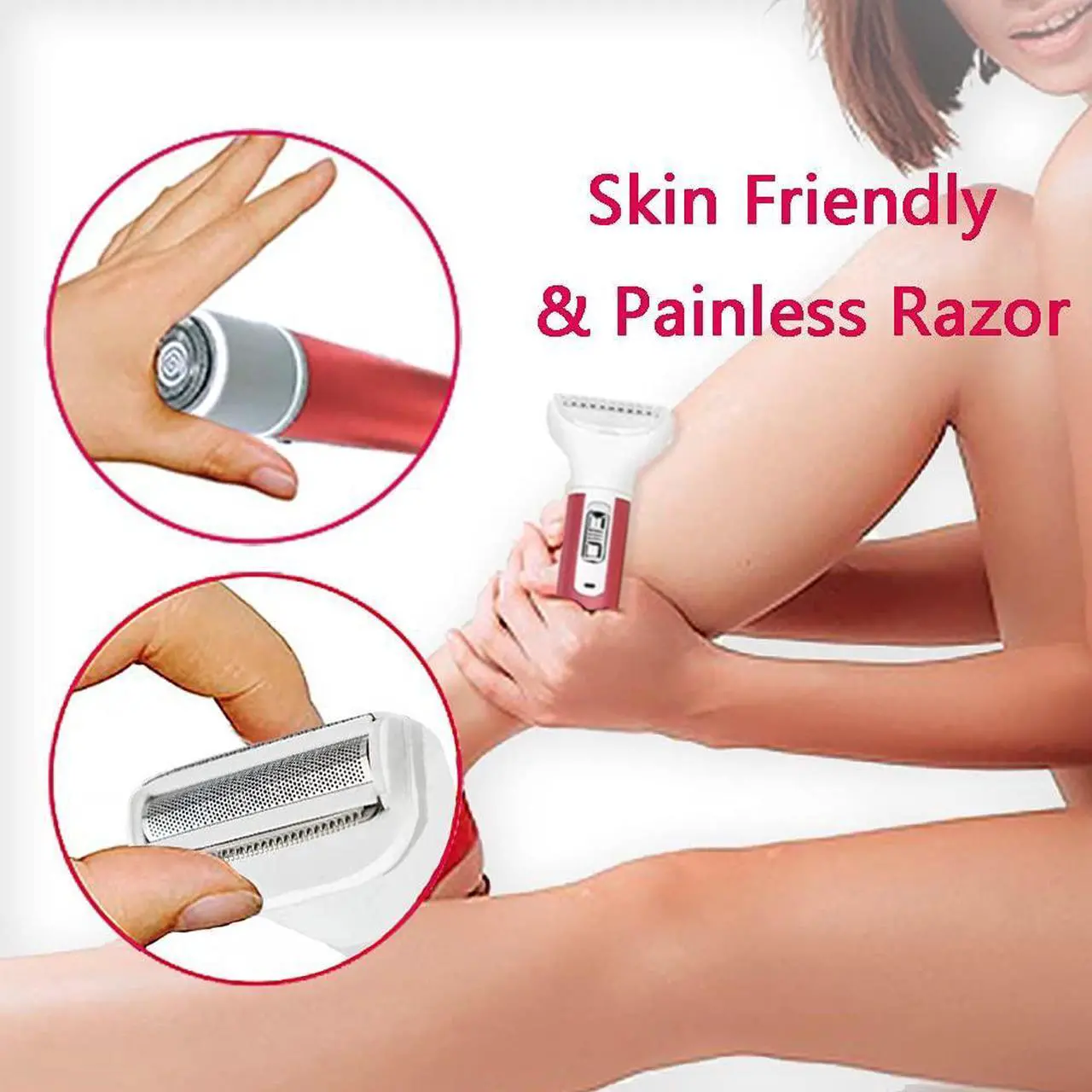 Alt view image 3 of 7 - Electric Razor for Women,5 in 1 Womens Shaver Electric Bikini Trimmer Pubic Hair Removal Wet & Dry Painless Shaver for Legs Underarms Eyebrow Face Nose and Bikini Line Razor (Red)