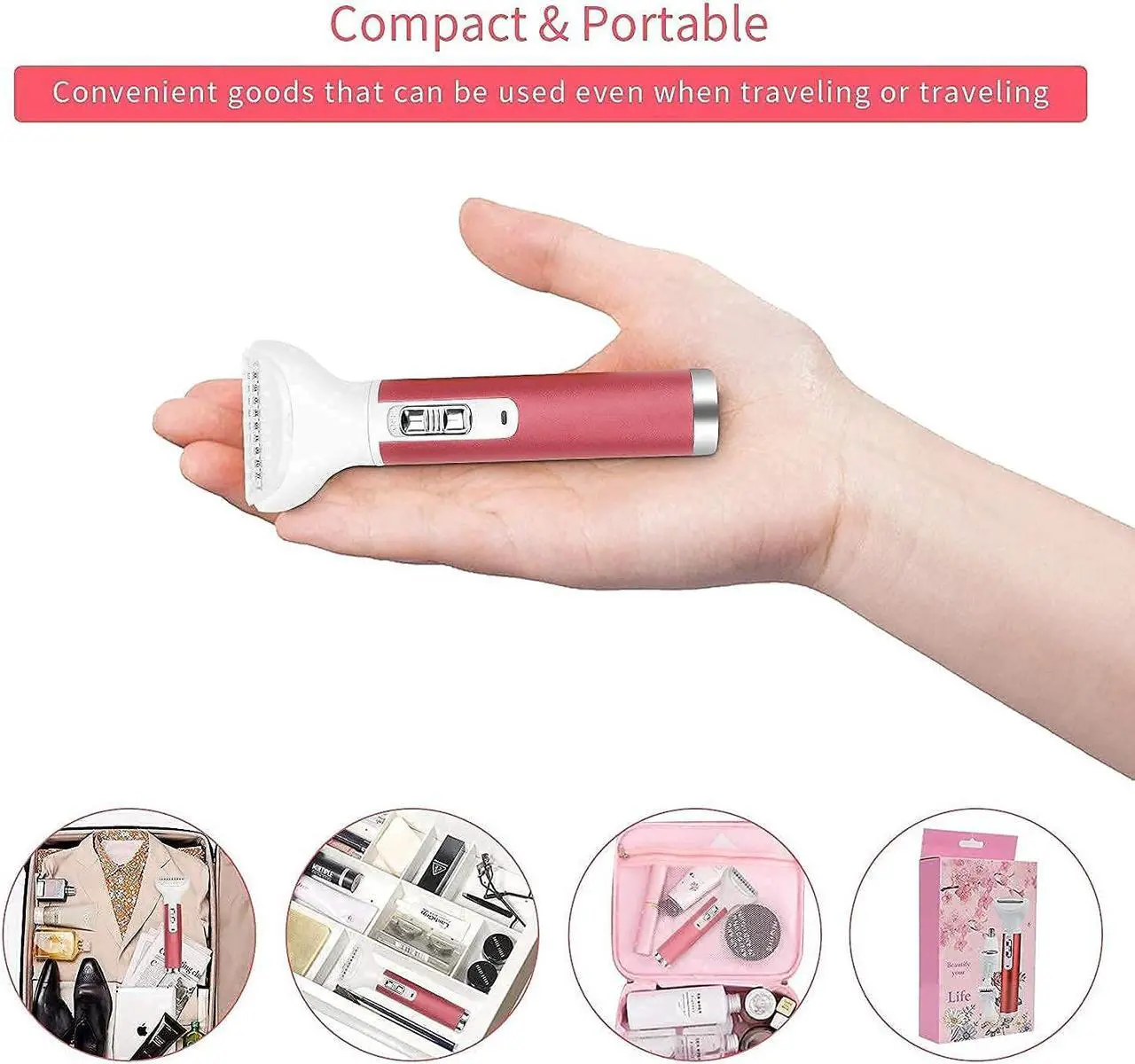 Alt view image 7 of 7 - Electric Razor for Women,5 in 1 Womens Shaver Electric Bikini Trimmer Pubic Hair Removal Wet & Dry Painless Shaver for Legs Underarms Eyebrow Face Nose and Bikini Line Razor (Red)