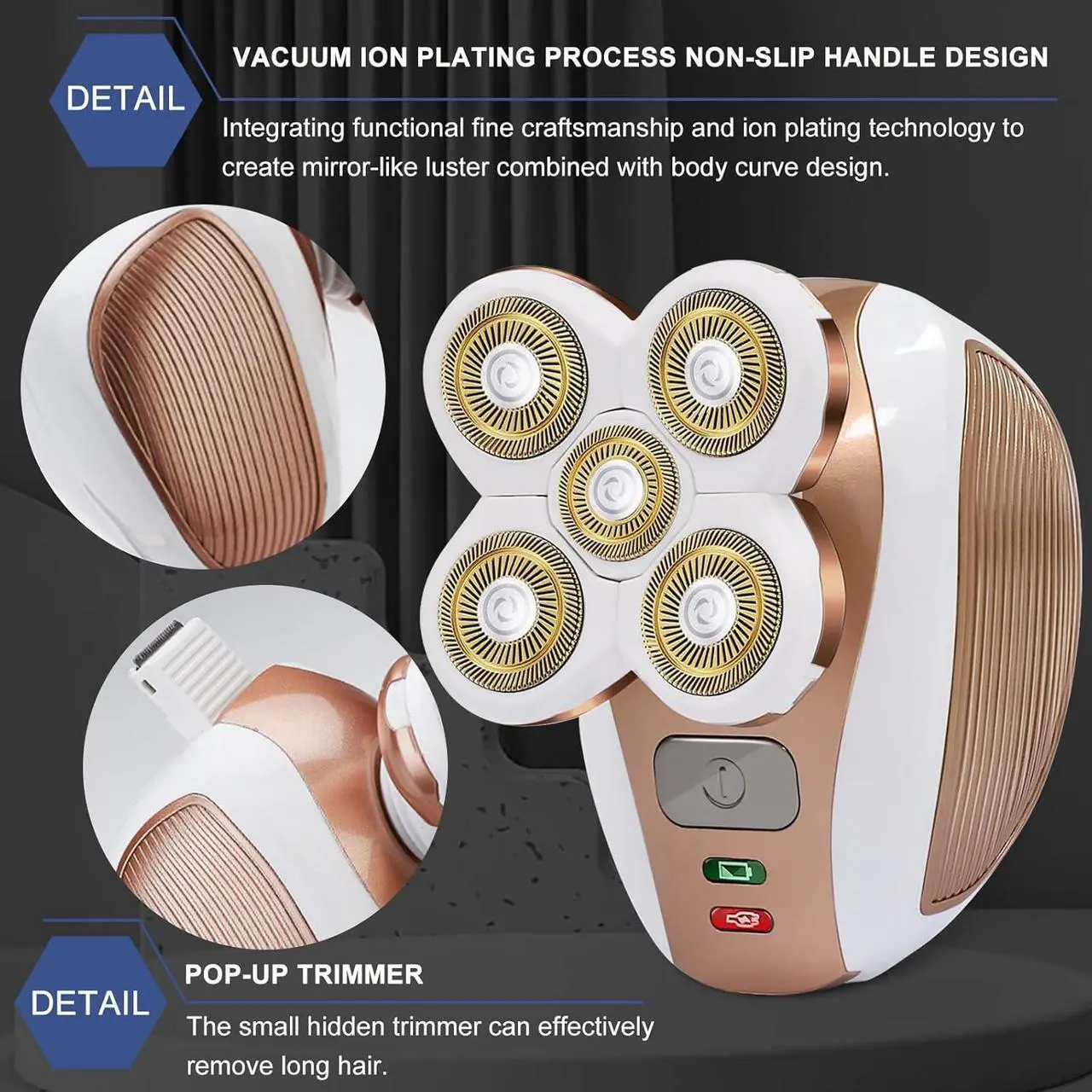 Alt view image 2 of 7 - Electric-Razor-for-Women-Shaver Rechargeable Rotary Waterproof Painless Trimmer Cordless Hair Remover with Detachable Head Wet Dry Use for Womens Legs Face Lips Pubic Hairs Bikini Body