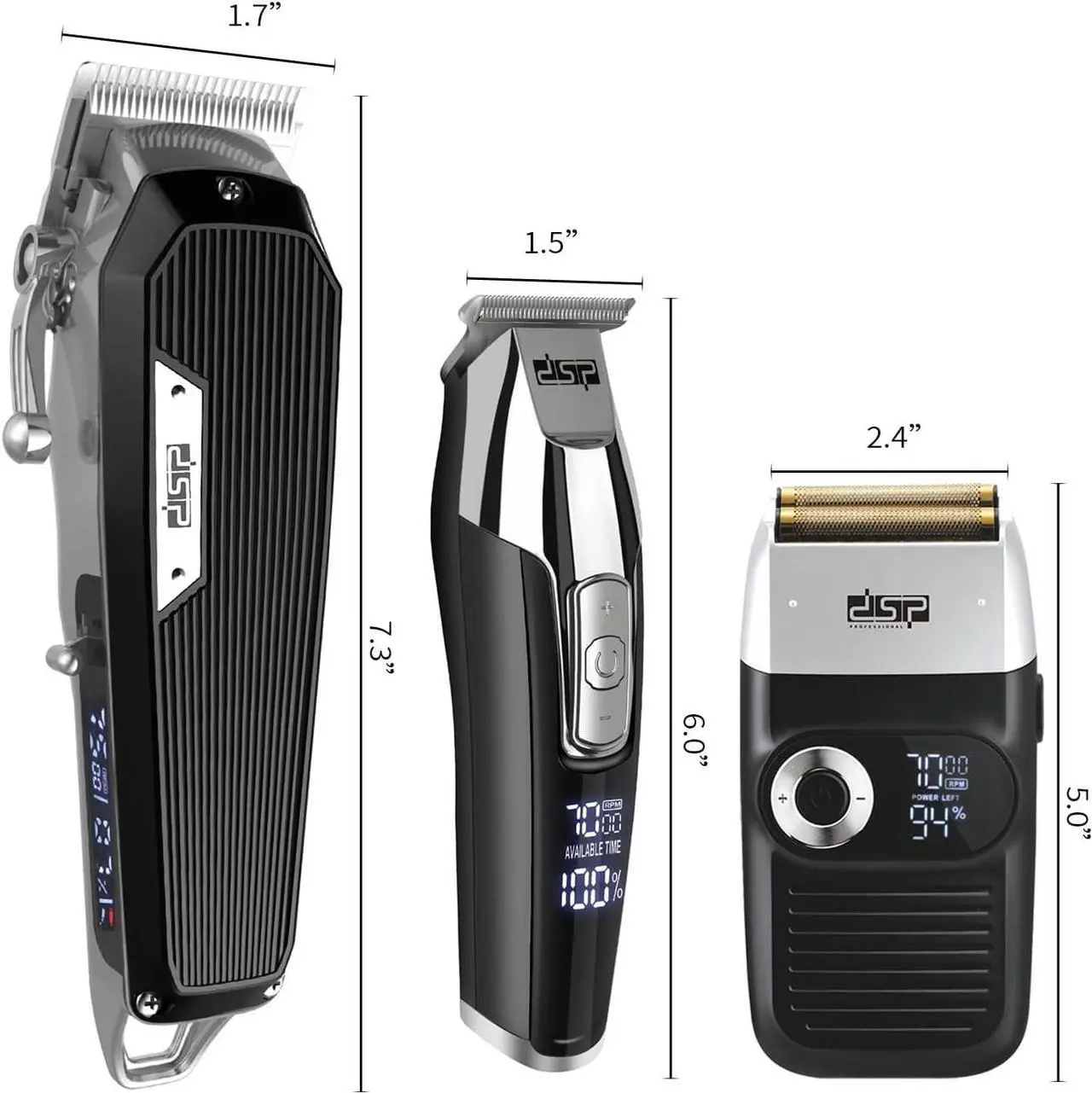 Alt view image 4 of 6 - DSP® Hair Clipper, Trimmer, Beard Shaver Kit for Men Professional Barber Set for Hair and Beard Cutting Zero Gap Beard Trimmer, Rechargeable Bald Clippers with LED Display (Black)