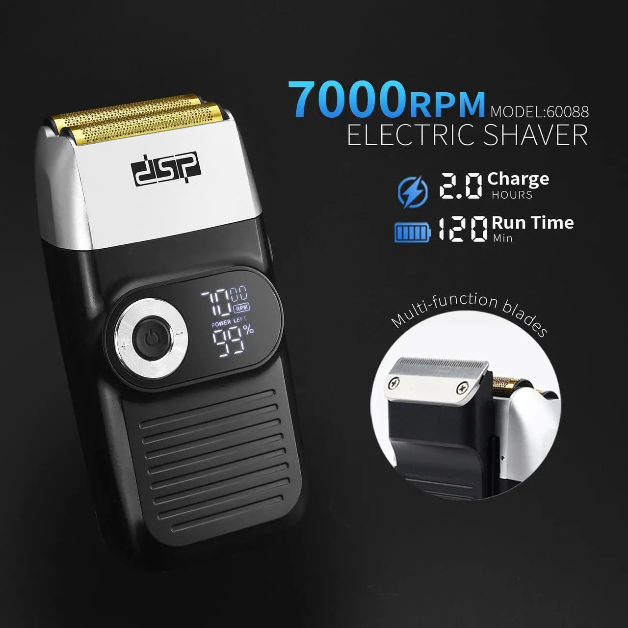Alt view image 6 of 6 - DSP® Hair Clipper, Trimmer, Beard Shaver Kit for Men Professional Barber Set for Hair and Beard Cutting Zero Gap Beard Trimmer, Rechargeable Bald Clippers with LED Display (Black)