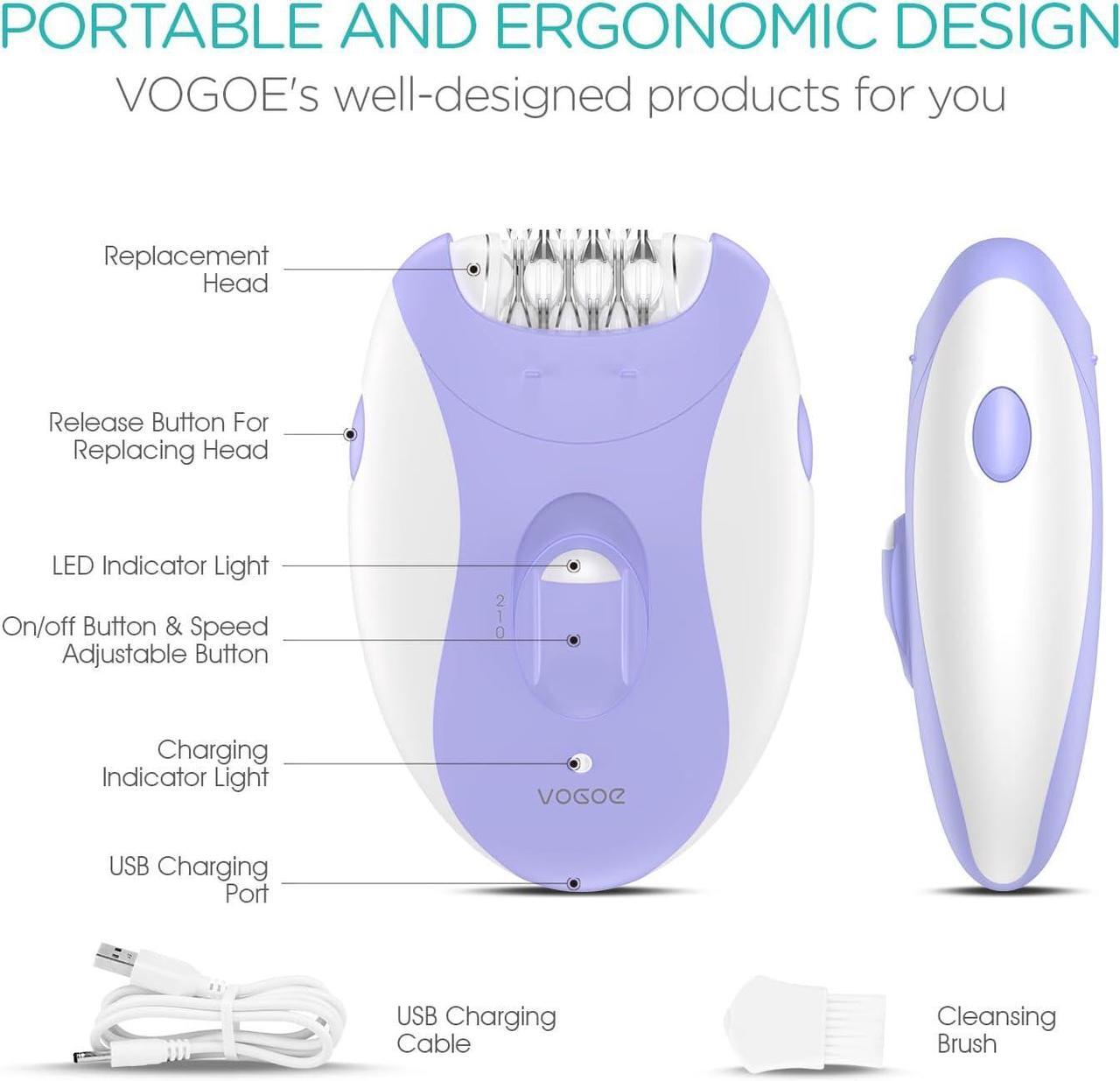 Alt view image 7 of 7 - Epilator for Women-Cordless Epilators Hair Removal for Women, 4-in-1 Electric Razor Hair Remover, 2 Speeds & 21 Tweezers for Face Legs Arms Armpit Bikini, Purple HR310