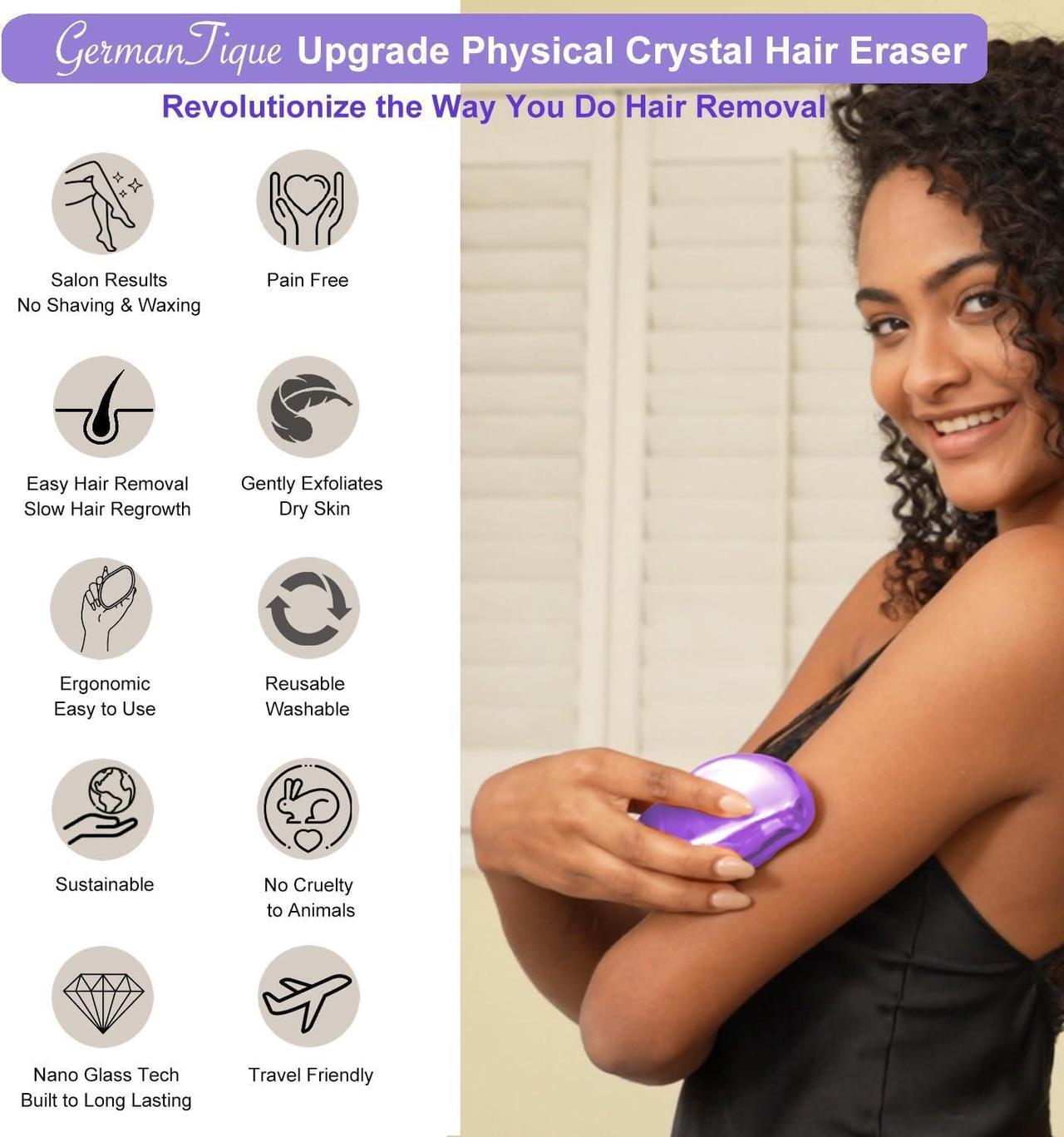 Alt view image 2 of 5 - Crystal Hair Eraser,Natural Crystal Hair Remover,Reusable Painless Nano Glass Hair Removal Device without Shaver,Gentle Crystal Epilator and Exfoliator for Soft Silky Skin(Violet)