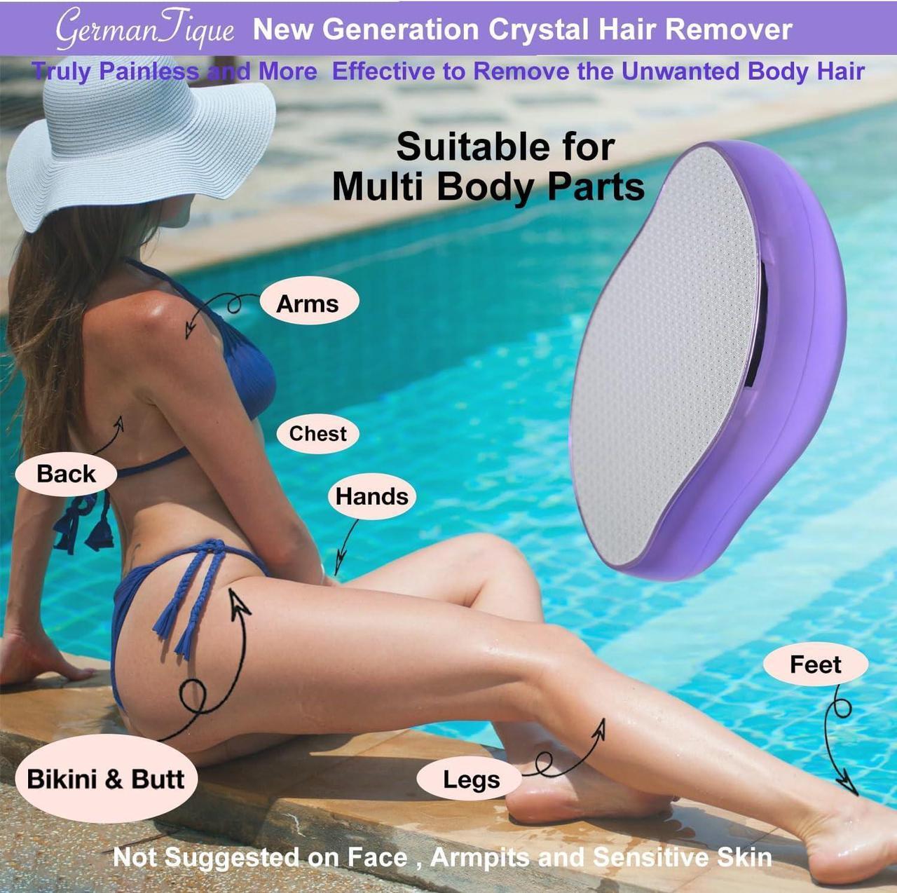 Alt view image 3 of 5 - Crystal Hair Eraser,Natural Crystal Hair Remover,Reusable Painless Nano Glass Hair Removal Device without Shaver,Gentle Crystal Epilator and Exfoliator for Soft Silky Skin(Violet)