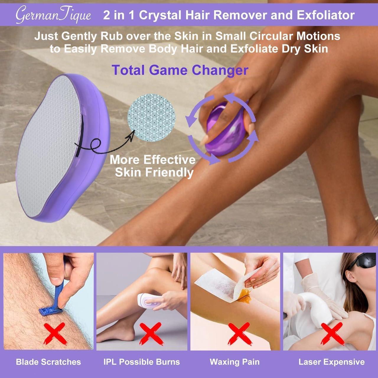 Alt view image 4 of 5 - Crystal Hair Eraser,Natural Crystal Hair Remover,Reusable Painless Nano Glass Hair Removal Device without Shaver,Gentle Crystal Epilator and Exfoliator for Soft Silky Skin(Violet)