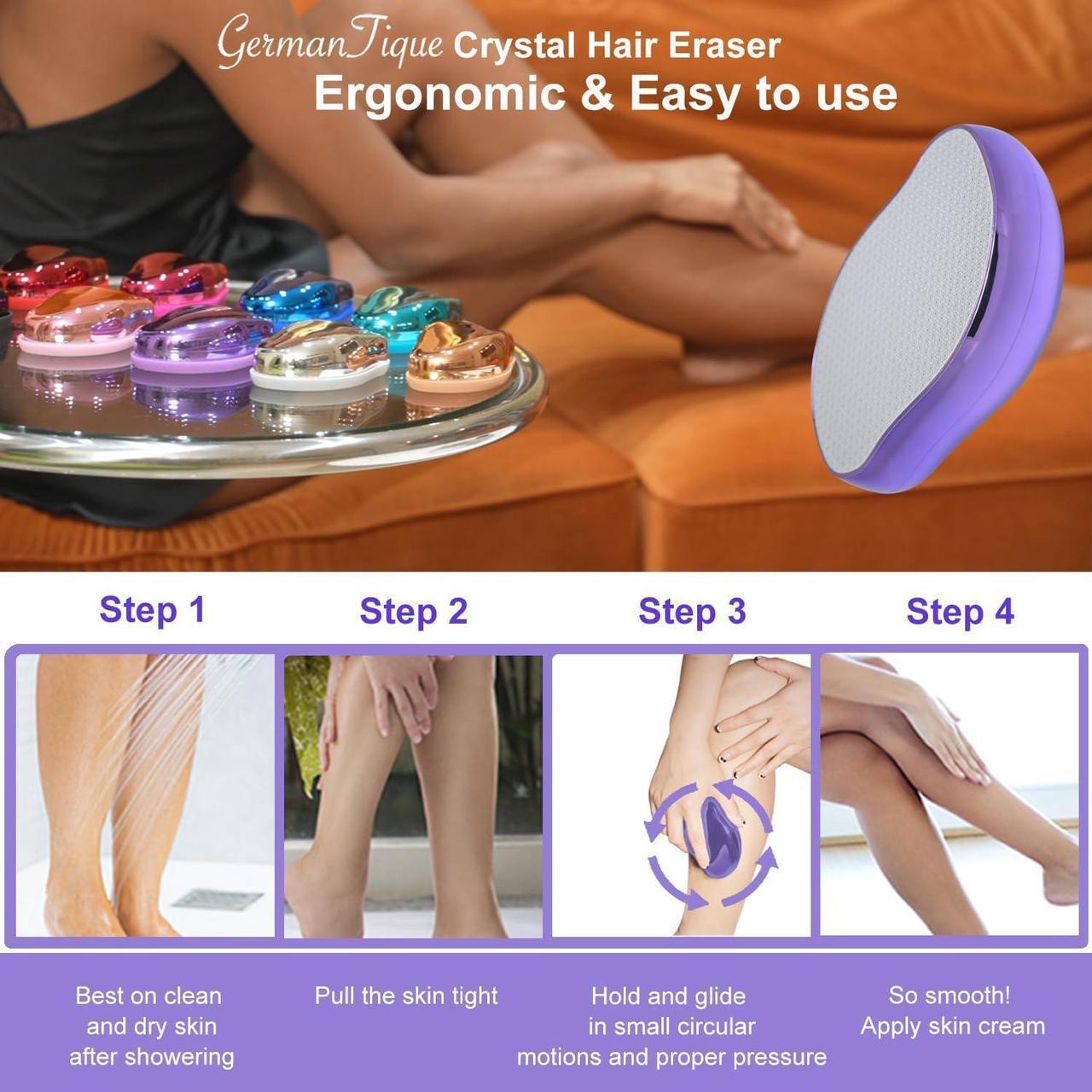 Alt view image 5 of 5 - Crystal Hair Eraser,Natural Crystal Hair Remover,Reusable Painless Nano Glass Hair Removal Device without Shaver,Gentle Crystal Epilator and Exfoliator for Soft Silky Skin(Violet)
