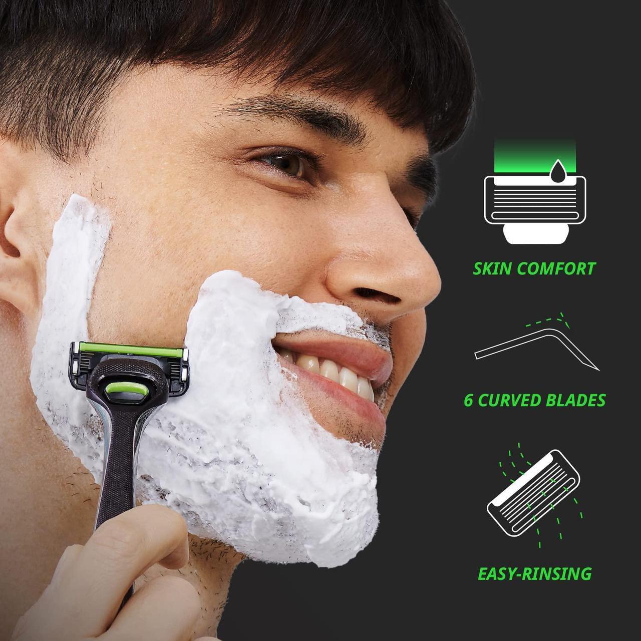 Alt view image 5 of 7 - Dorco Pace 6 Pro - Six Blade Razor System with Trimmer - 10 Pack (1 Handle + 10 Cartridges)