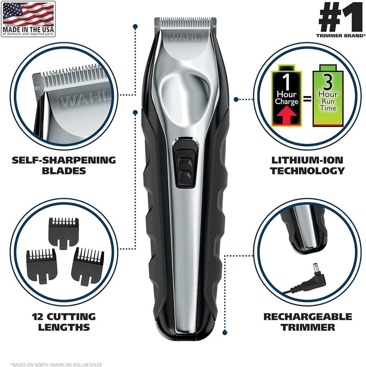 Alt view image 2 of 7 - Wahl USA Lithium Ion Total Beard Trimmer for Men with 11 Guide Combs for Easy Trimming, Detailing, & Grooming  Model 9888